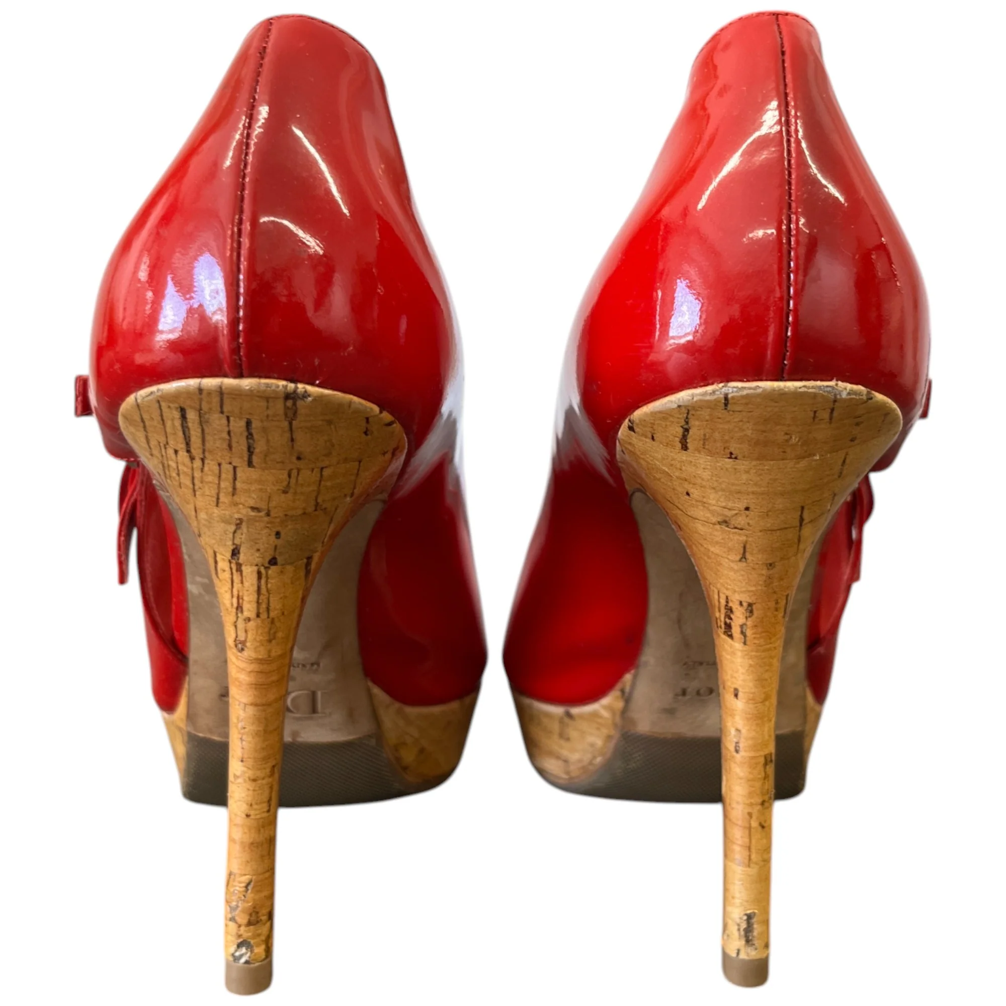 Women's Bow Peep Toe Heels Red Size EU 37 / UK 4 - Image 7