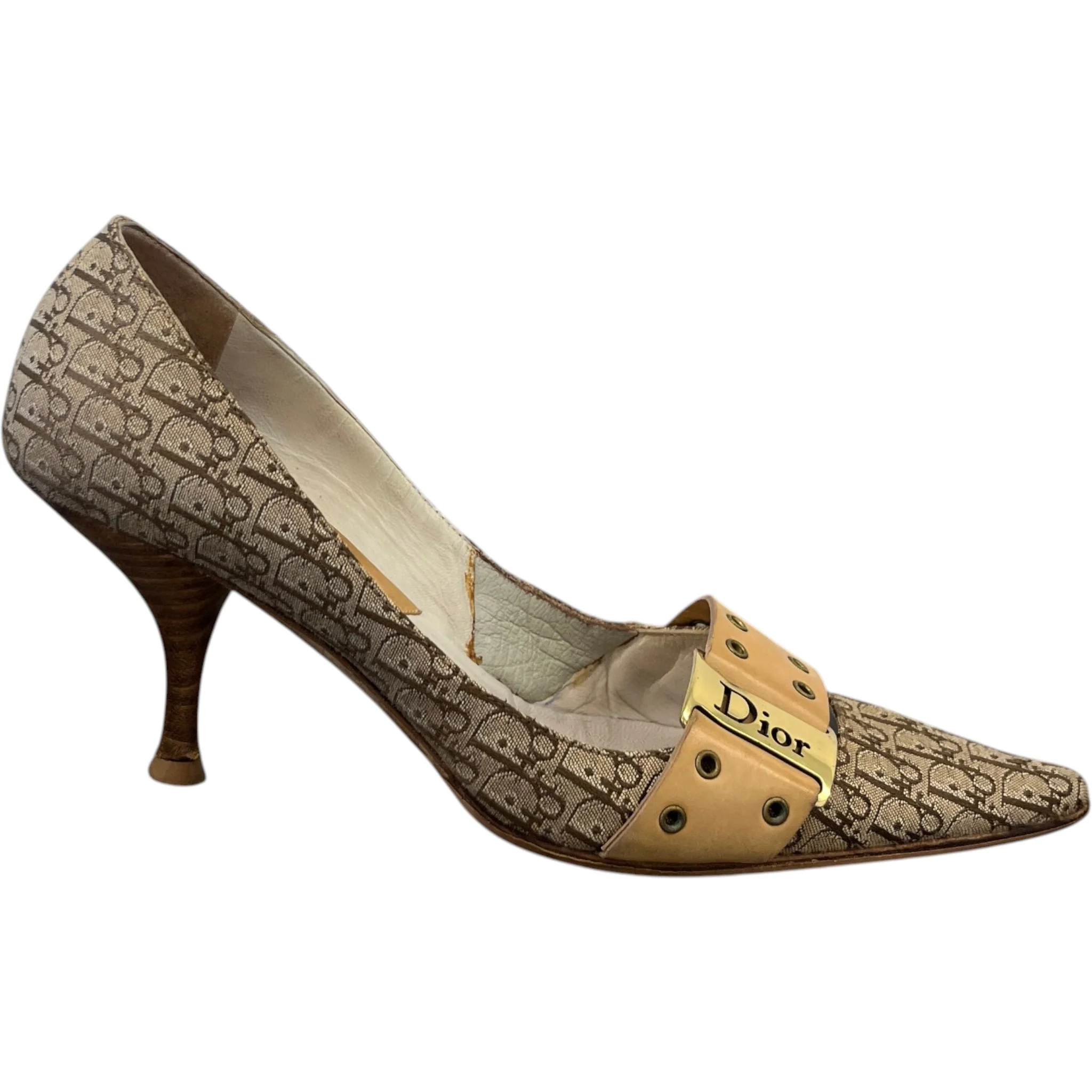 Women's Buckle Detail Kittern Heels Beige Size EU 37.5 / UK 4.5