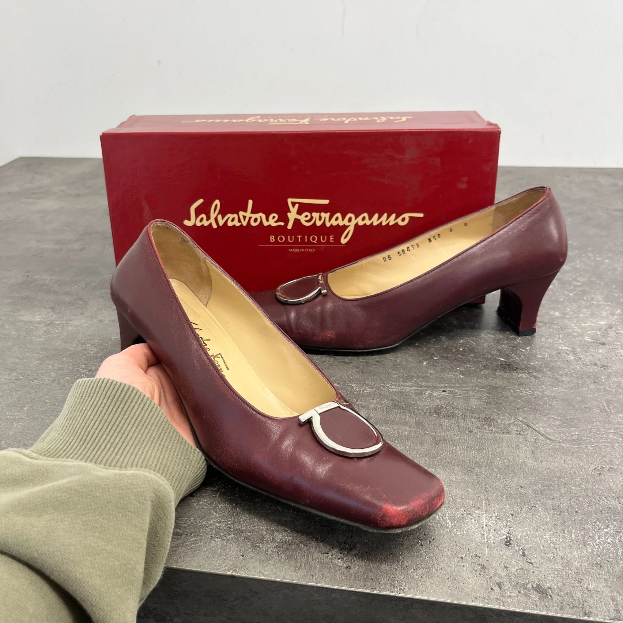 Women's Buckle Logo Mules Burgundy Size EU 38 / UK 5 - Image 12