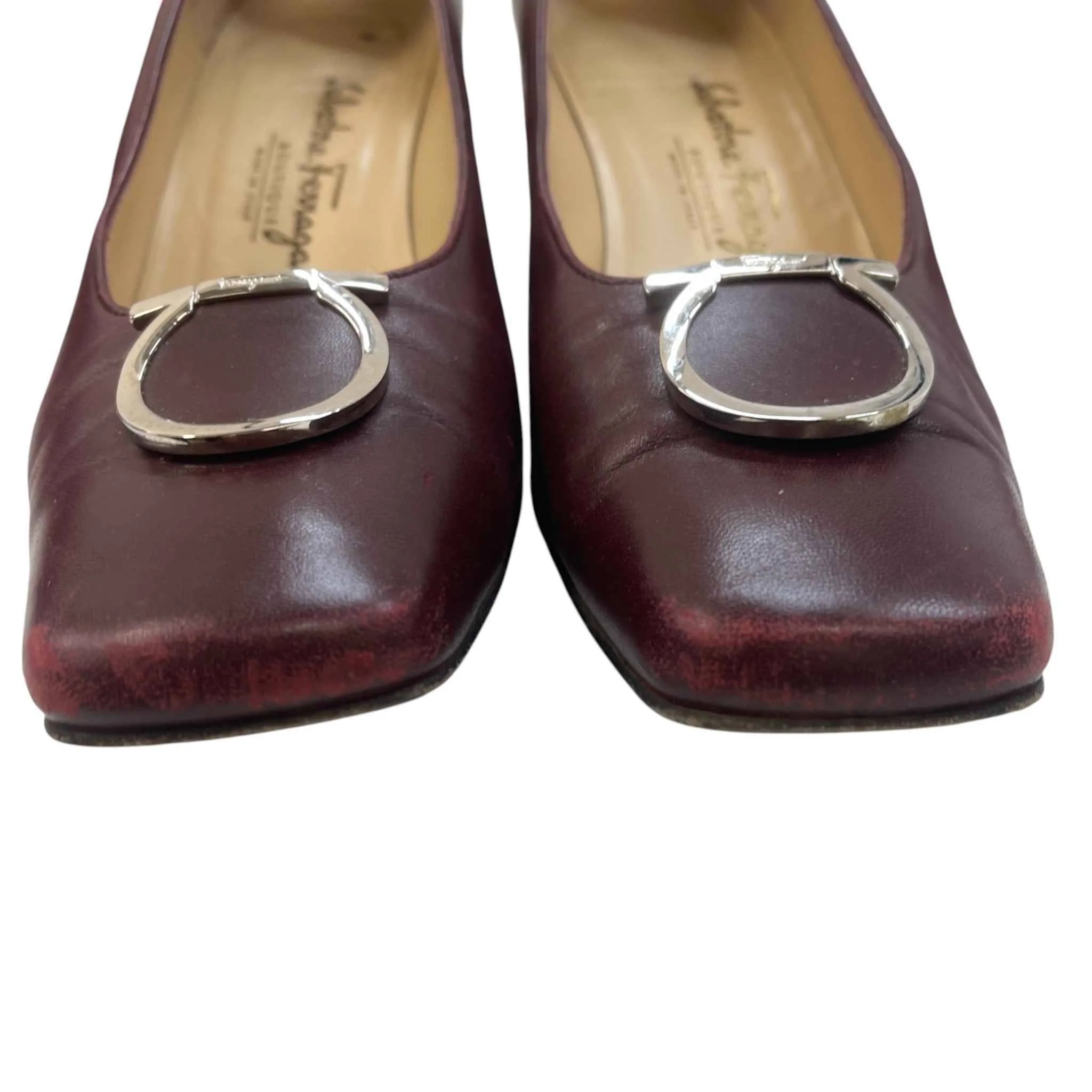 Women's Buckle Logo Mules Burgundy Size EU 38 / UK 5 - Image 13
