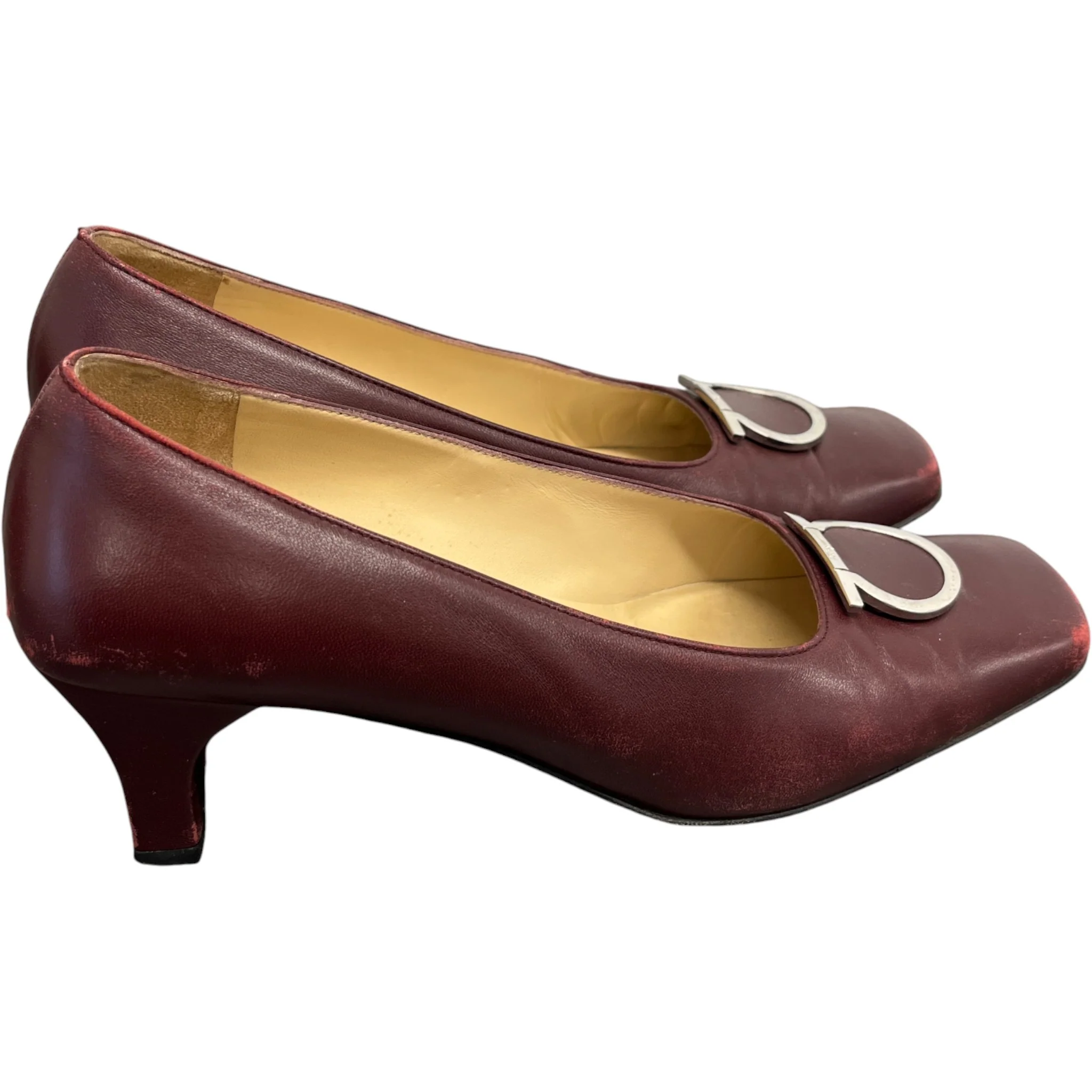 Women's Buckle Logo Mules Burgundy Size EU 38 / UK 5 - Image 8