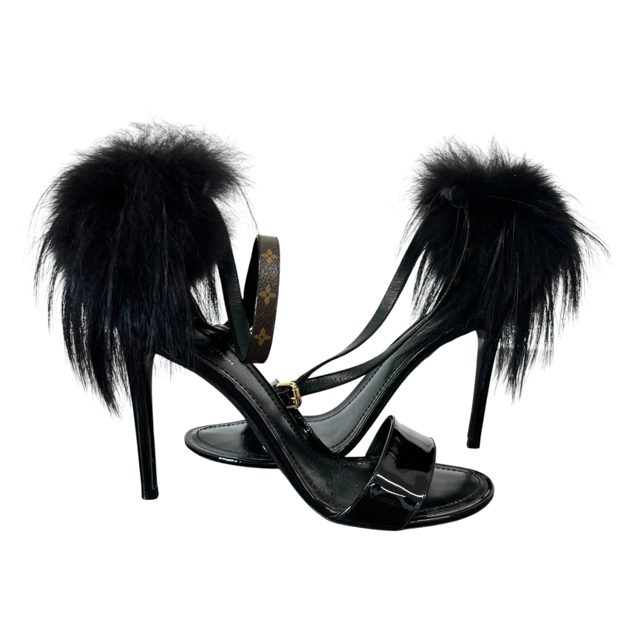 Women's Call Back Fur Trim Heels Black Size EU 38 / UK 5 - Image 3