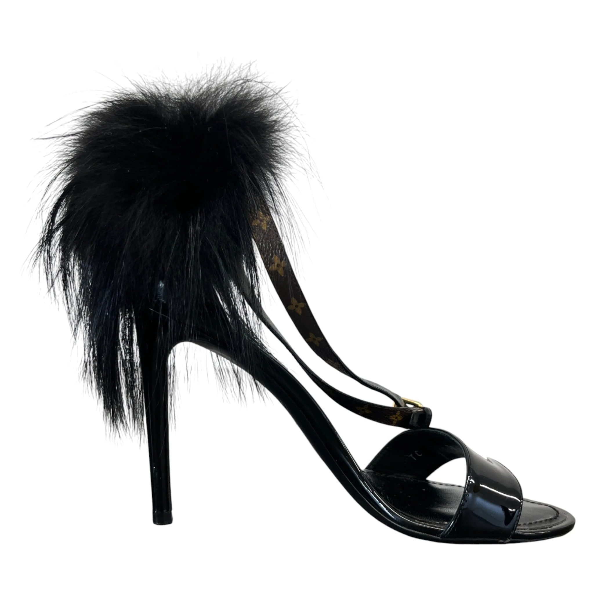 Women's Call Back Fur Trim Heels Black Size EU 38 / UK 5 - Image 4