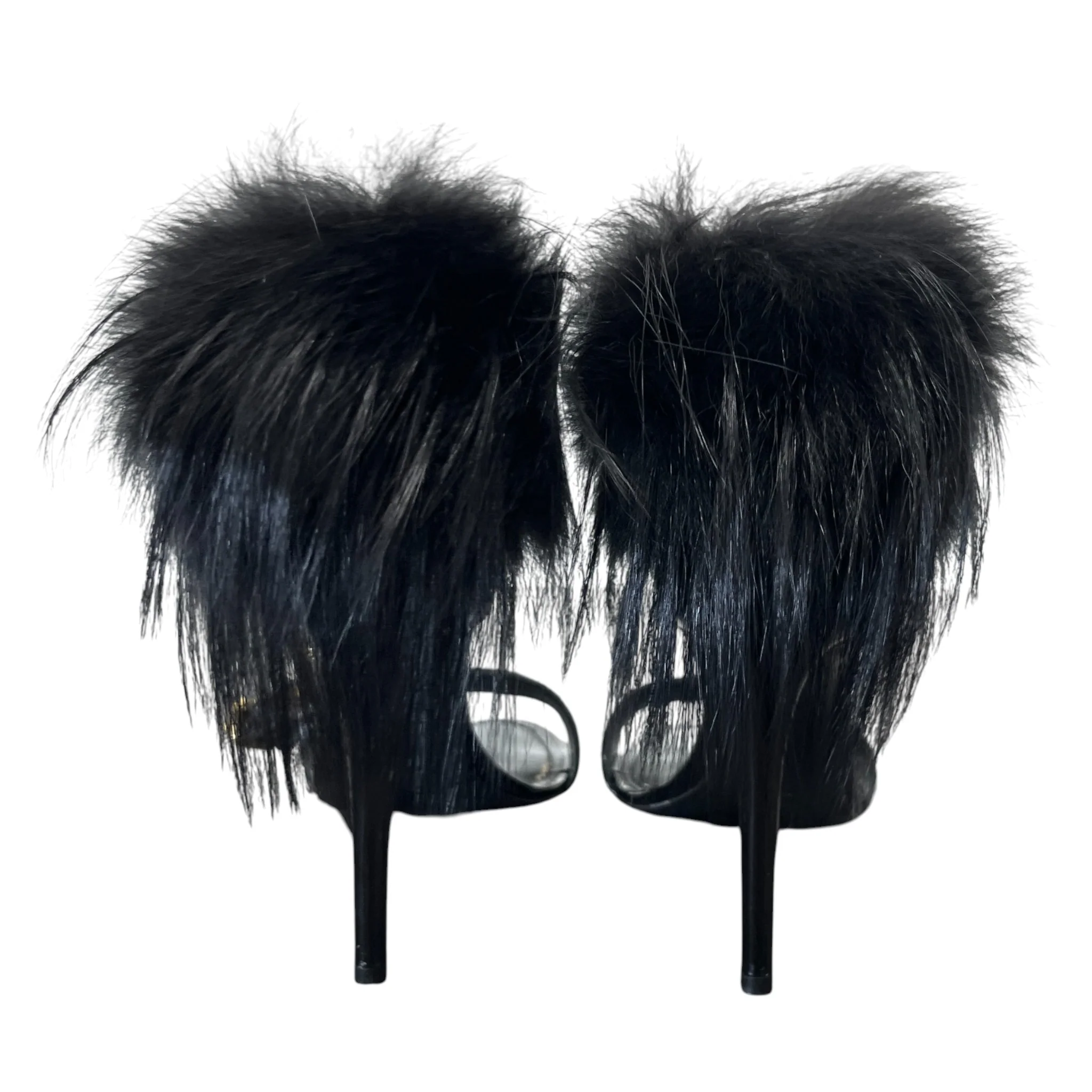 Women's Call Back Fur Trim Heels Black Size EU 38 / UK 5 - Image 7