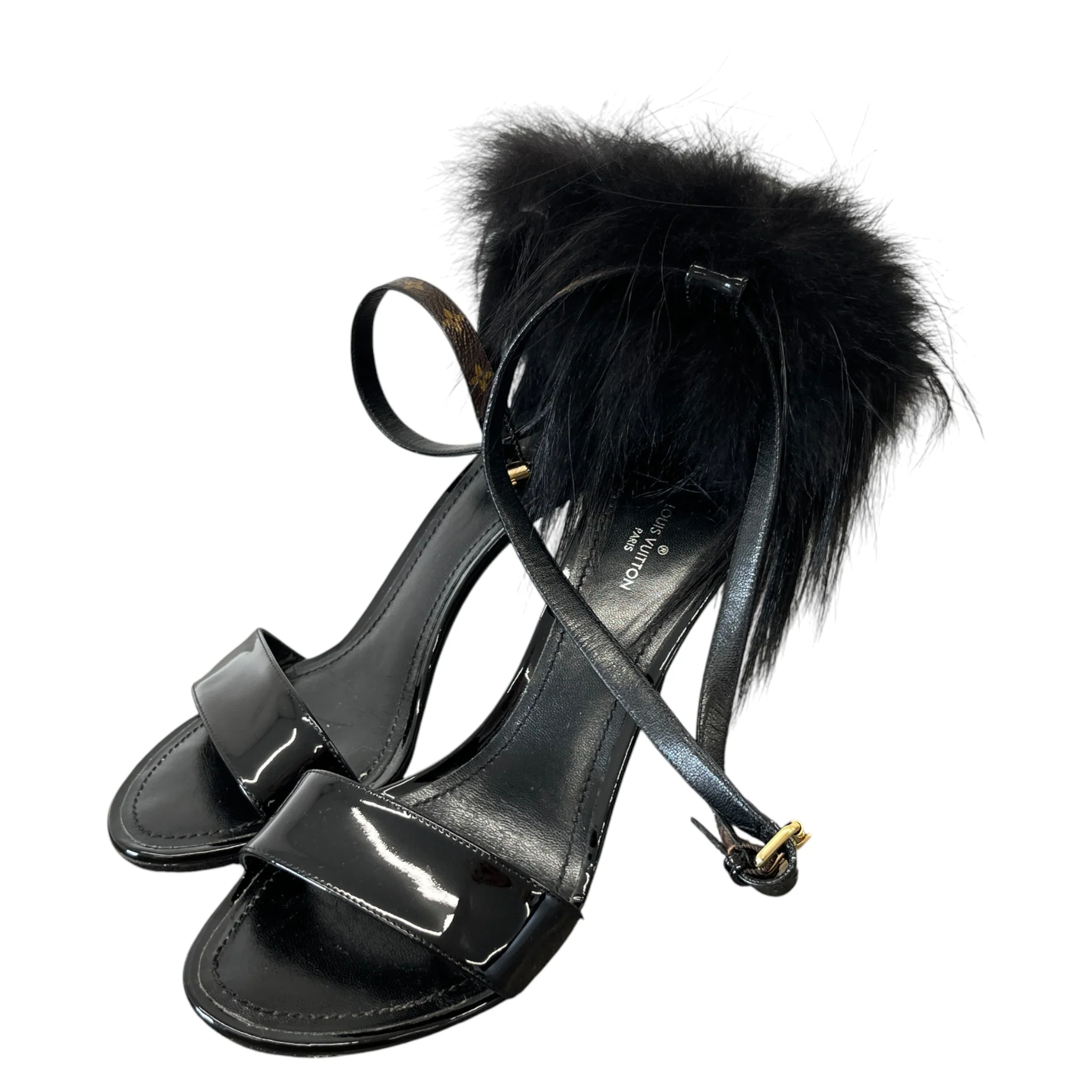 Women's Call Back Fur Trim Heels Black Size EU 38 / UK 5 - Image 9
