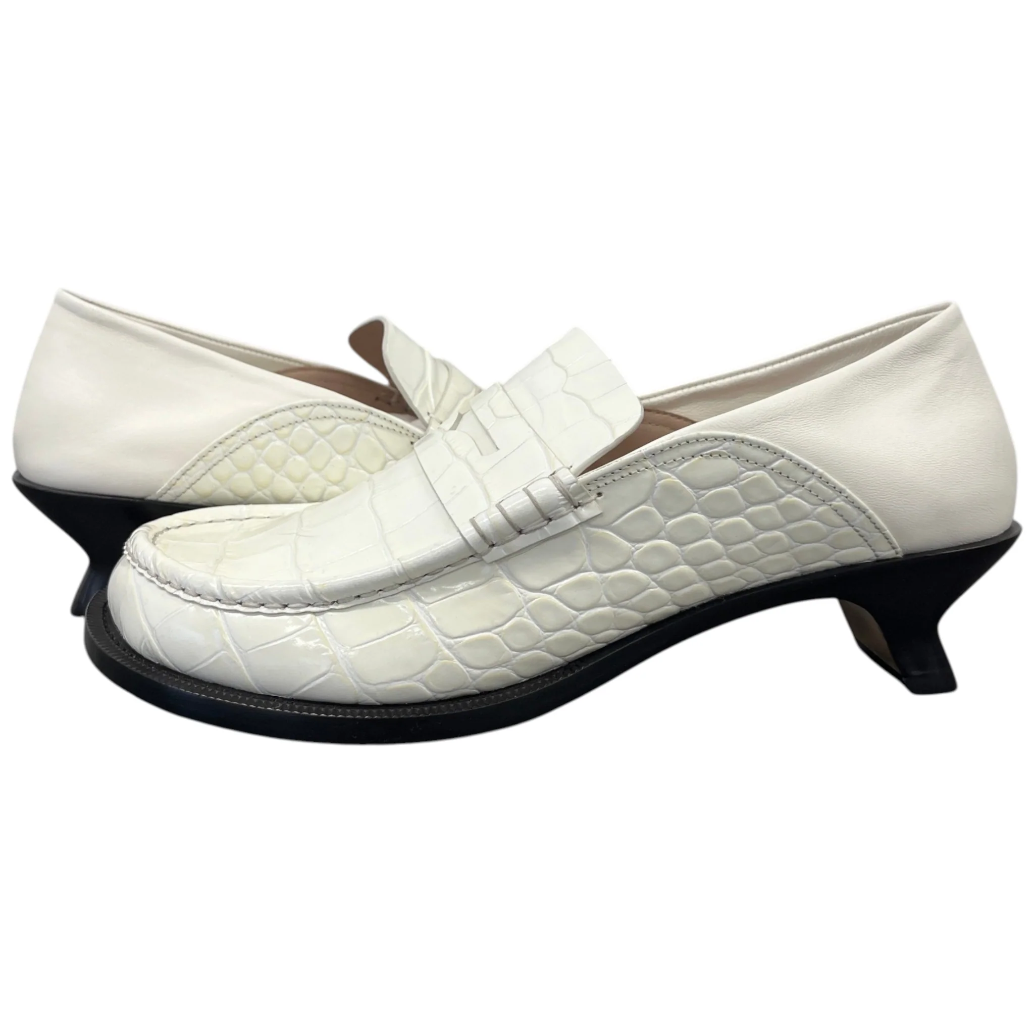 Women's Campo 45 Croc-Effect Leather Loafers White Size EU 40 / UK 7 - Image 3