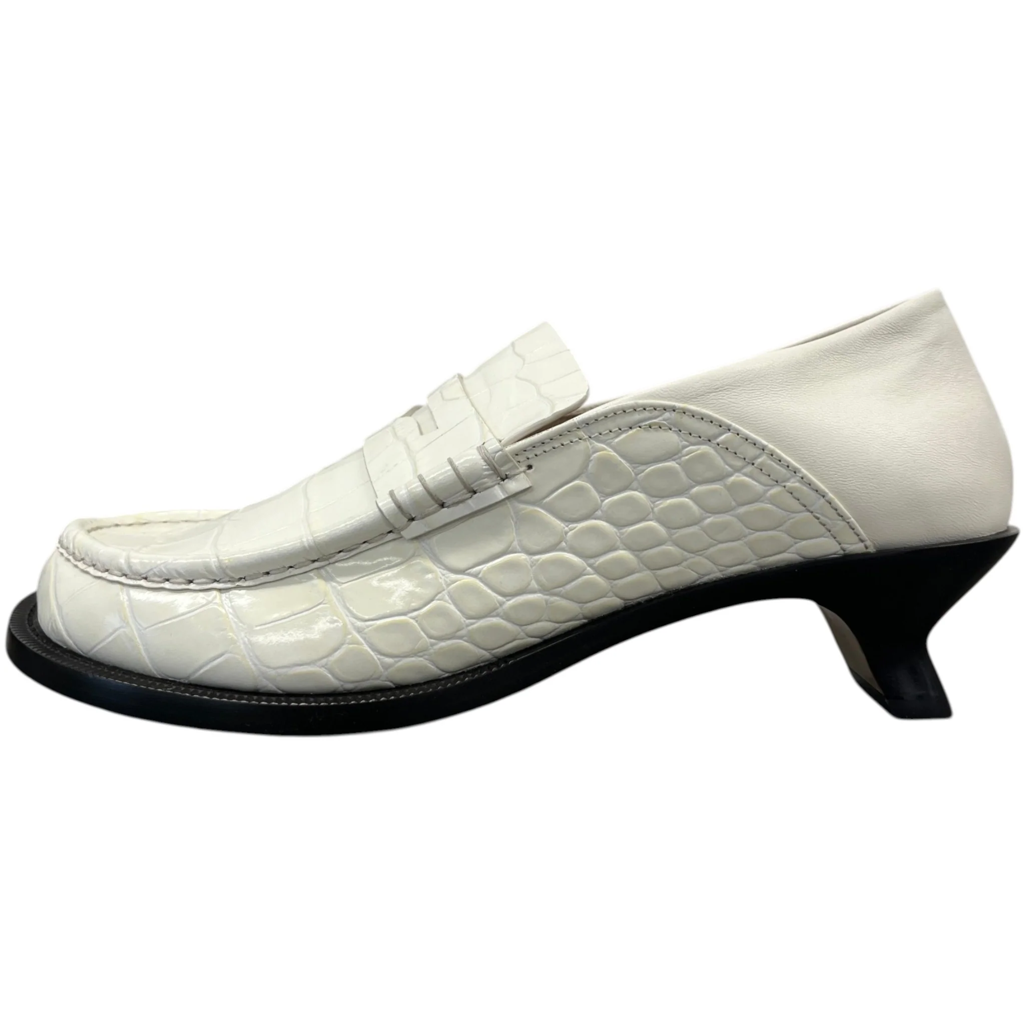 Women's Campo 45 Croc-Effect Leather Loafers White Size EU 40 / UK 7 - Image 5