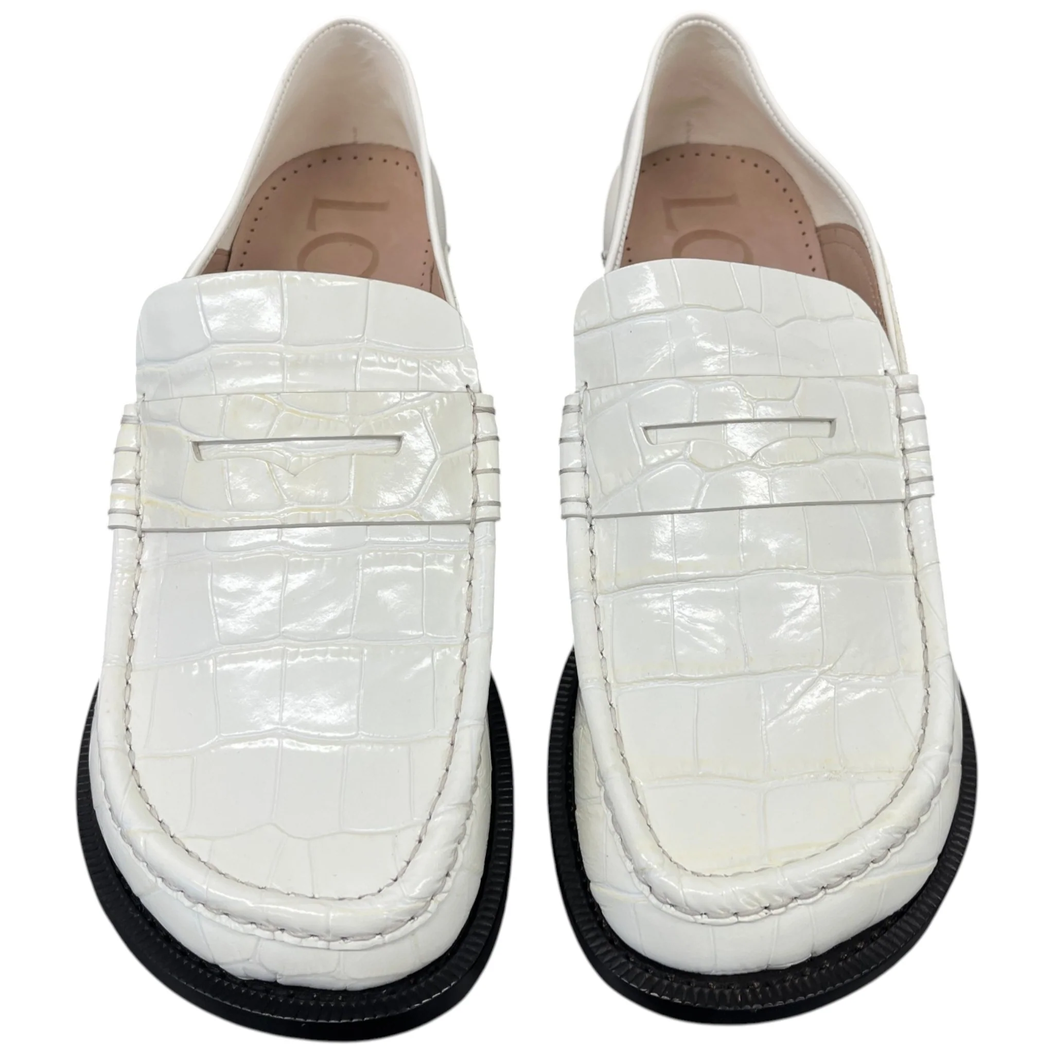 Women's Campo 45 Croc-Effect Leather Loafers White Size EU 40 / UK 7 - Image 6
