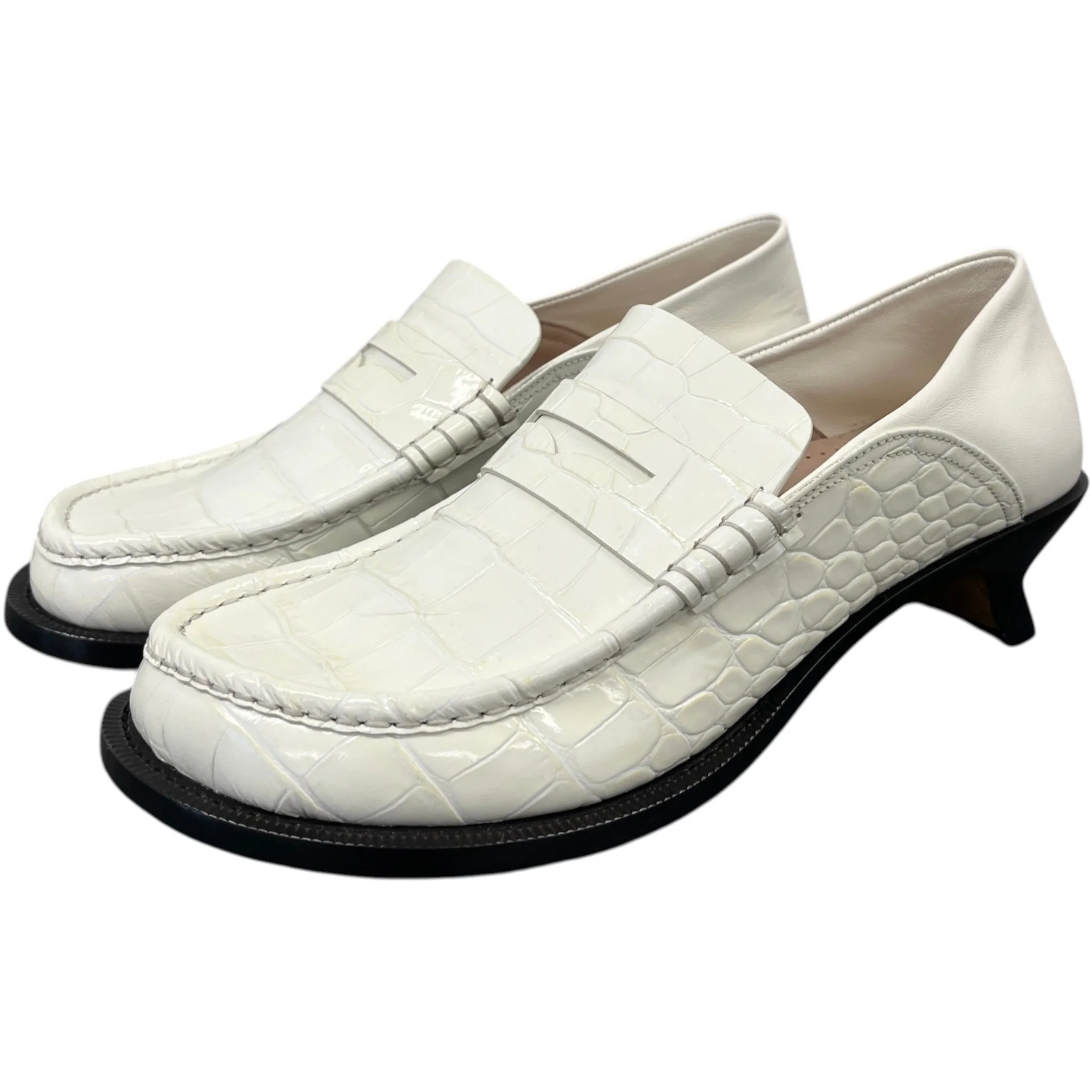 Women's Campo 45 Croc-Effect Leather Loafers White Size EU 40 / UK 7 - Image 8
