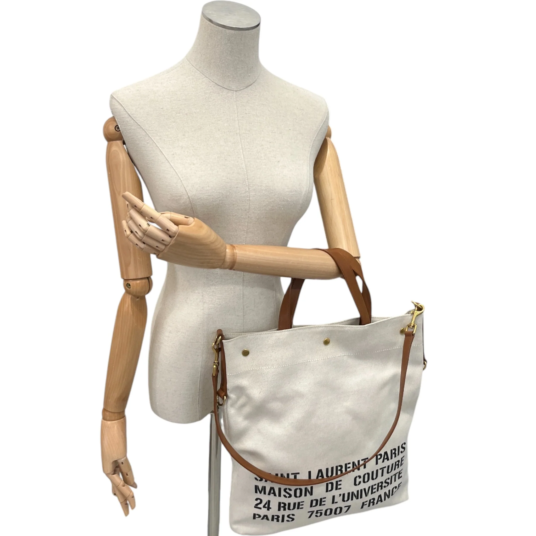 Women's Canvas Shopper Bag Beige - Image 2