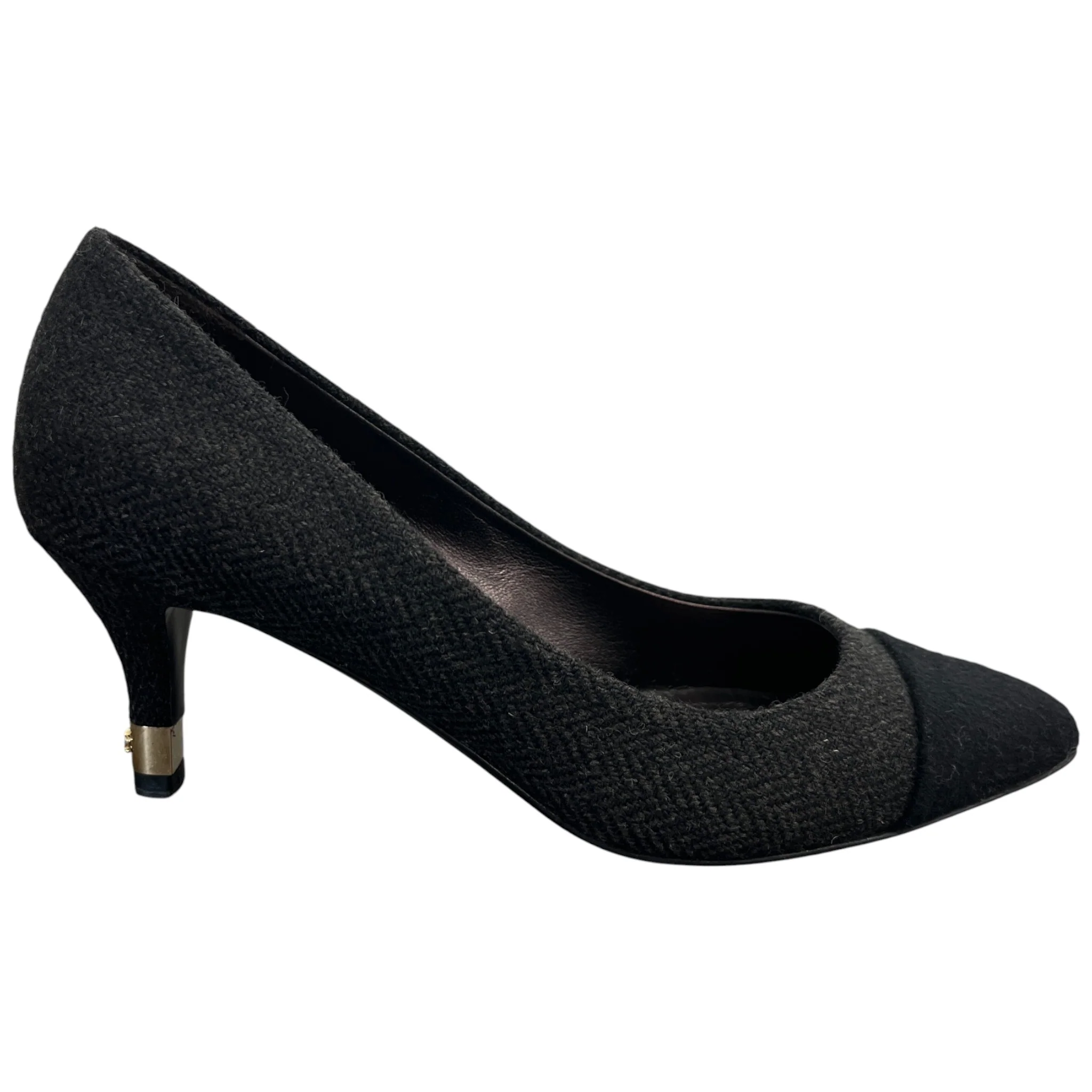 Women's Cap Toe Kitten Heels Black Size EU 36 / UK 3