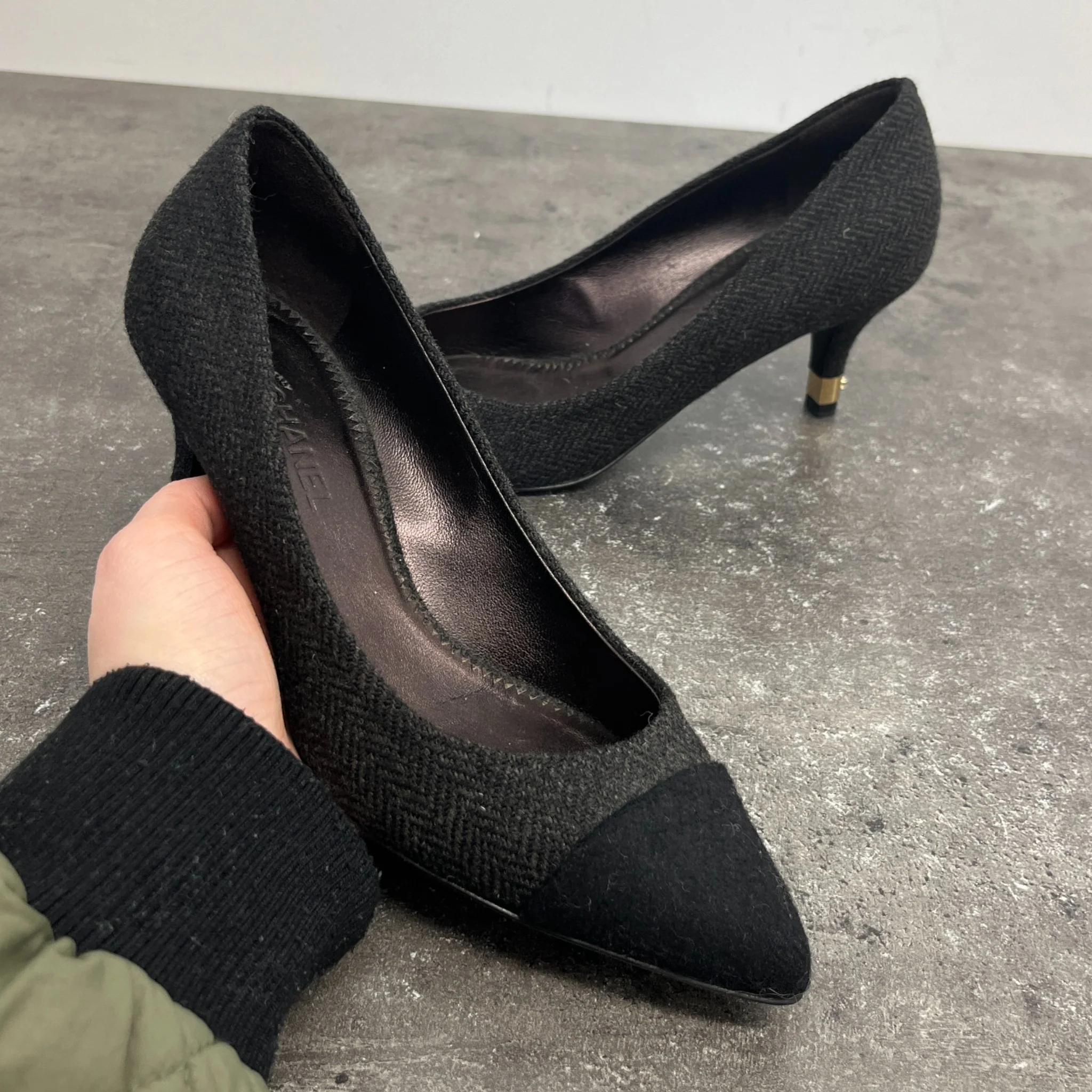 Women's Cap Toe Kitten Heels Black Size EU 36 / UK 3 - Image 11