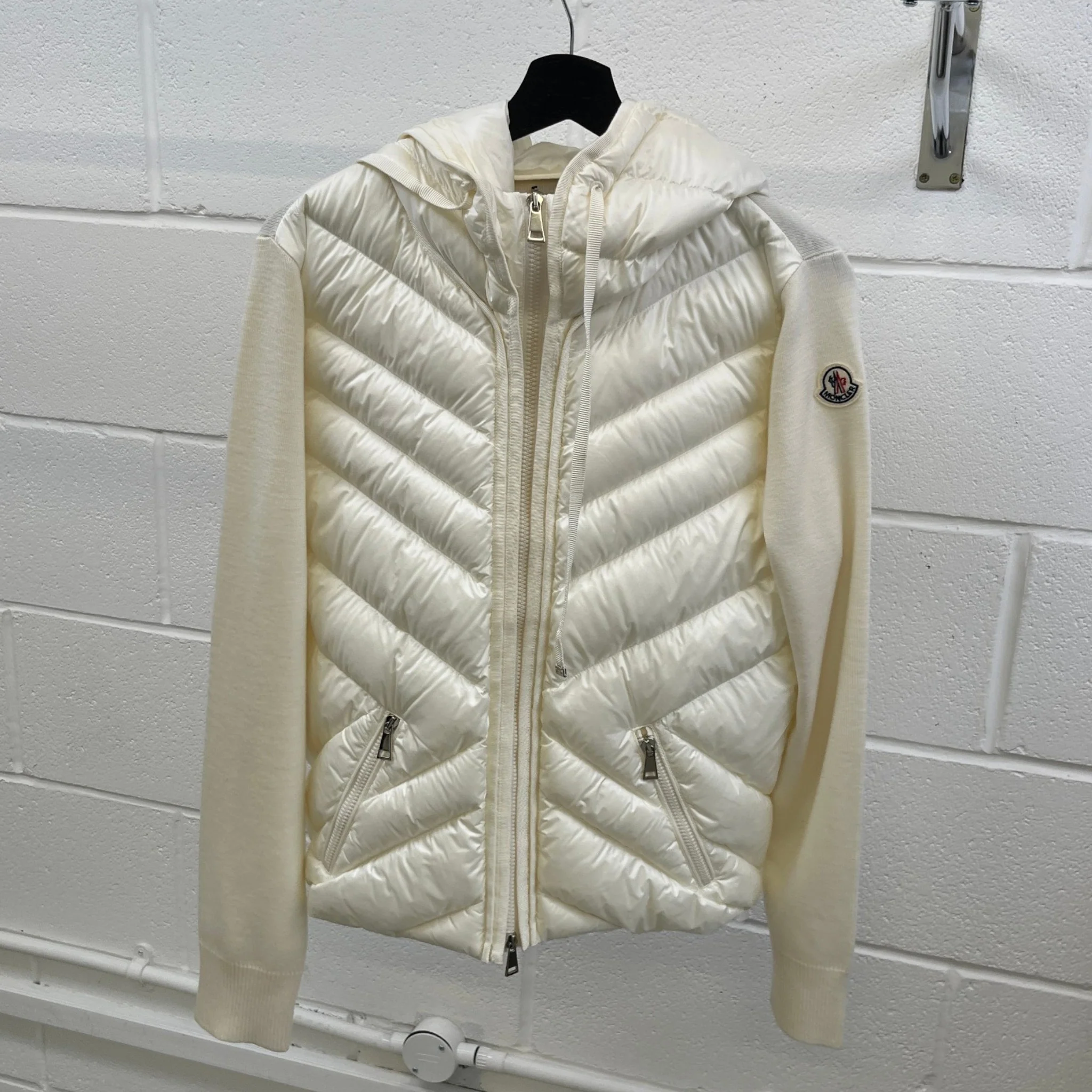 Women's Cardigan Tricot Jacket Cream Size L - Image 10