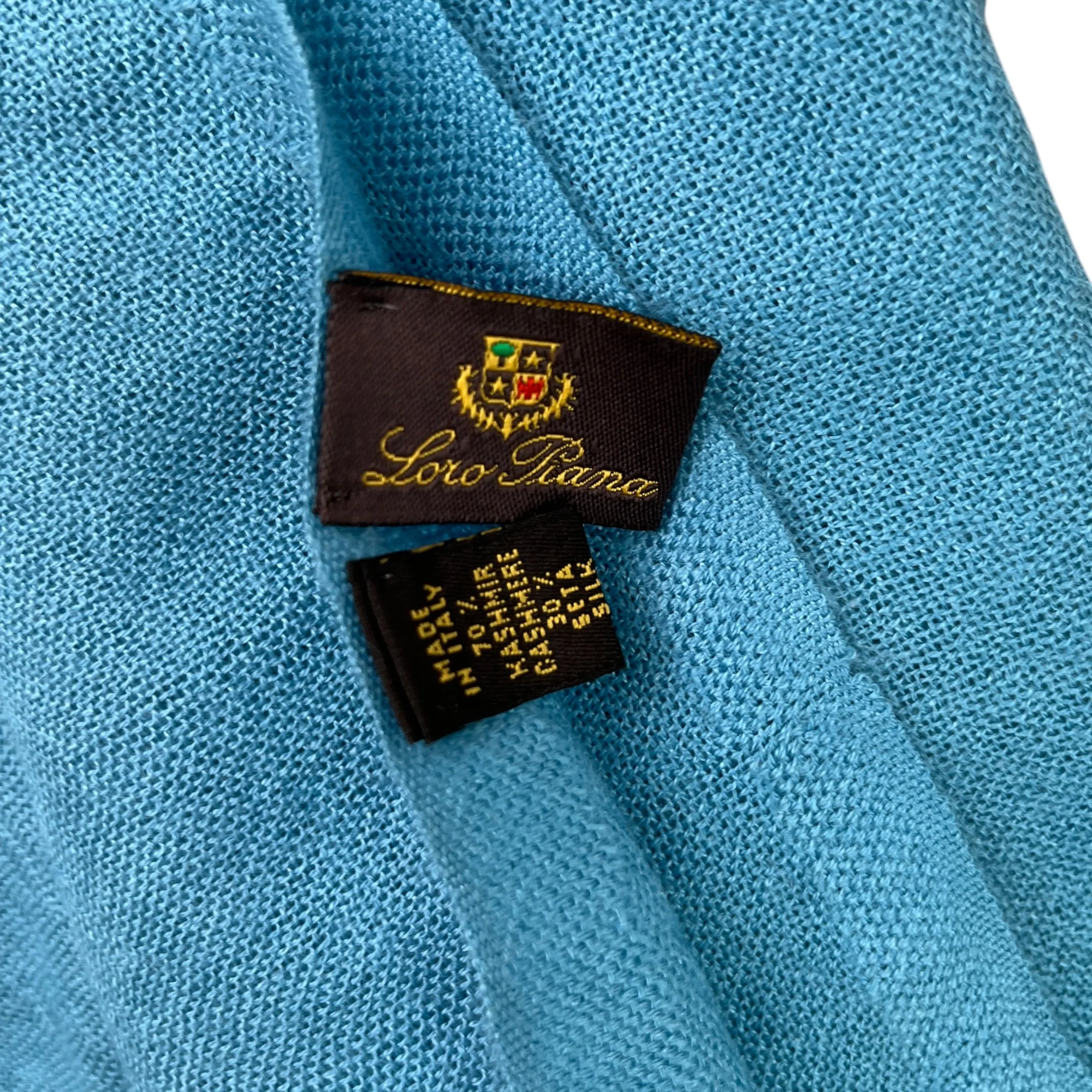 Women's Cashmere Fine Scarf Blue - Image 6