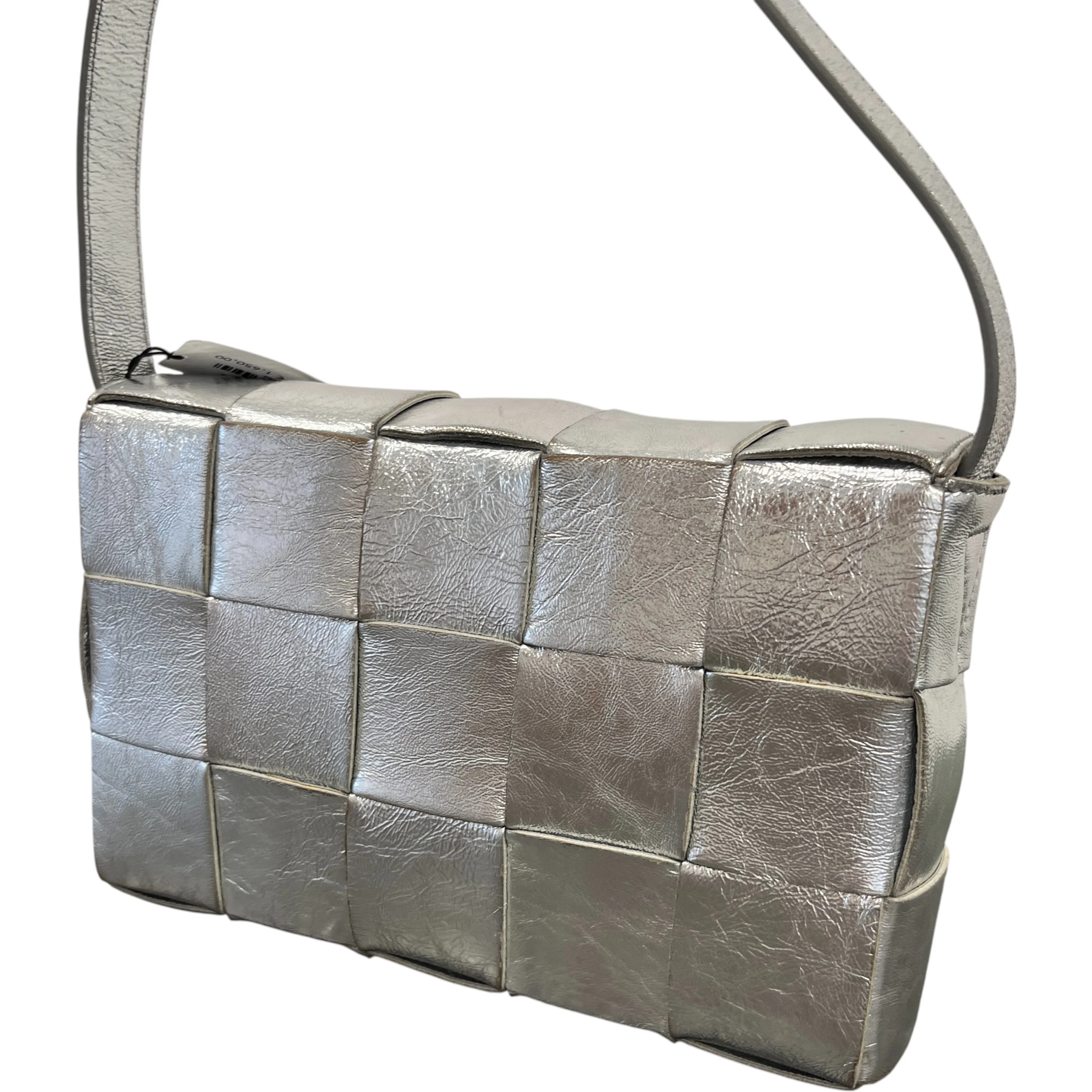 Women's Cassette Intrecciato Metallic Bag Silver - Image 9