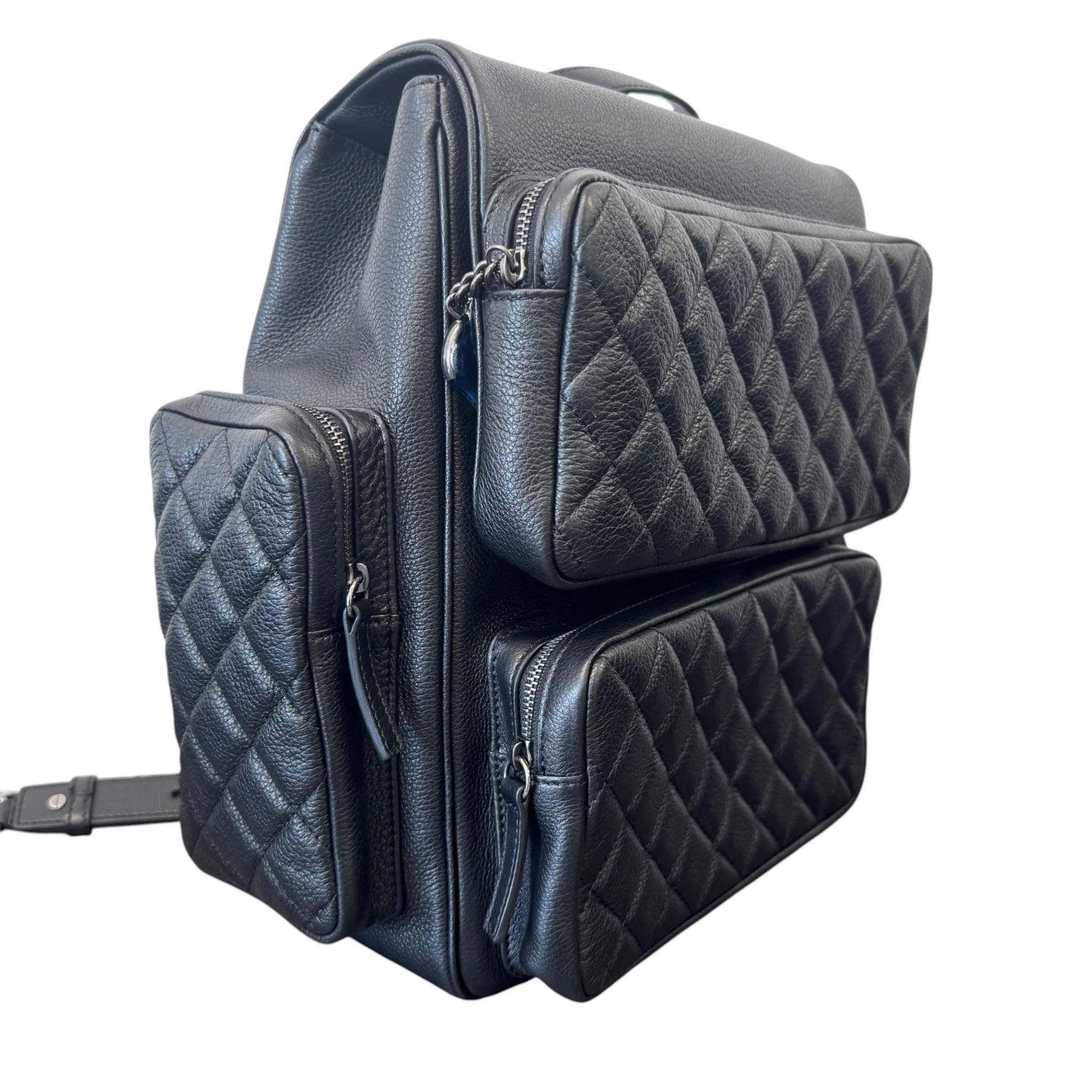 Women's Casual Rock Airlines Grained Calfskin Backpack Black - Image 4