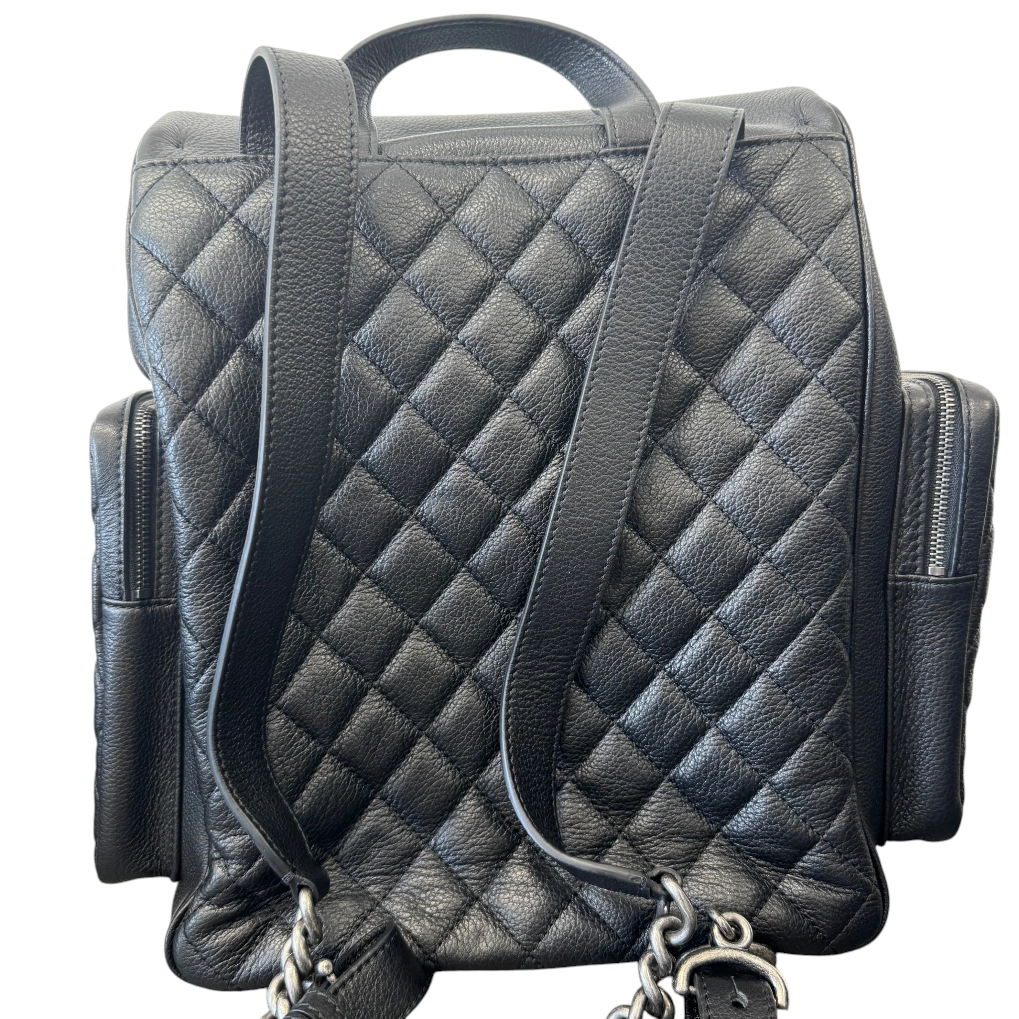Women's Casual Rock Airlines Grained Calfskin Backpack Black - Image 5