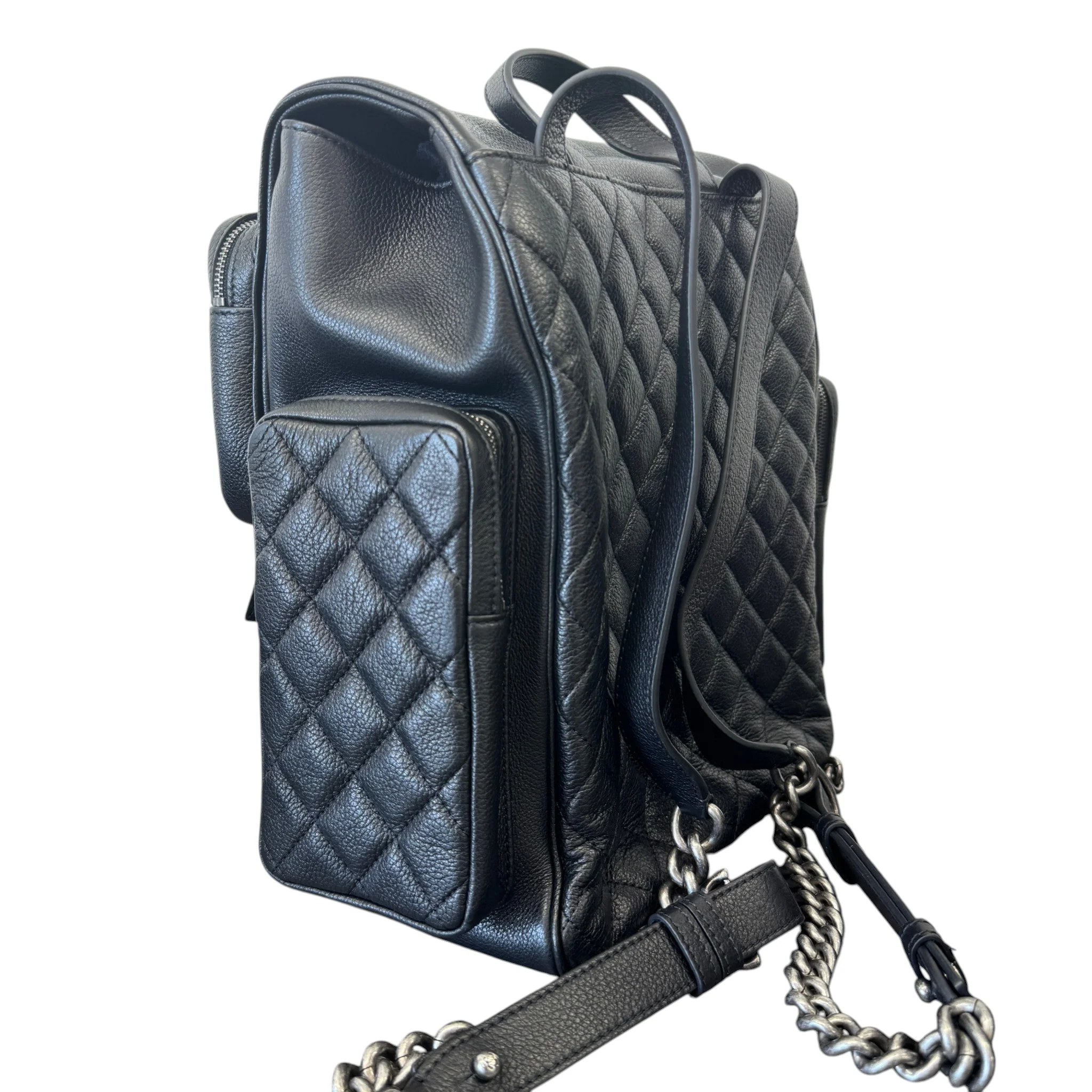 Women's Casual Rock Airlines Grained Calfskin Backpack Black - Image 6