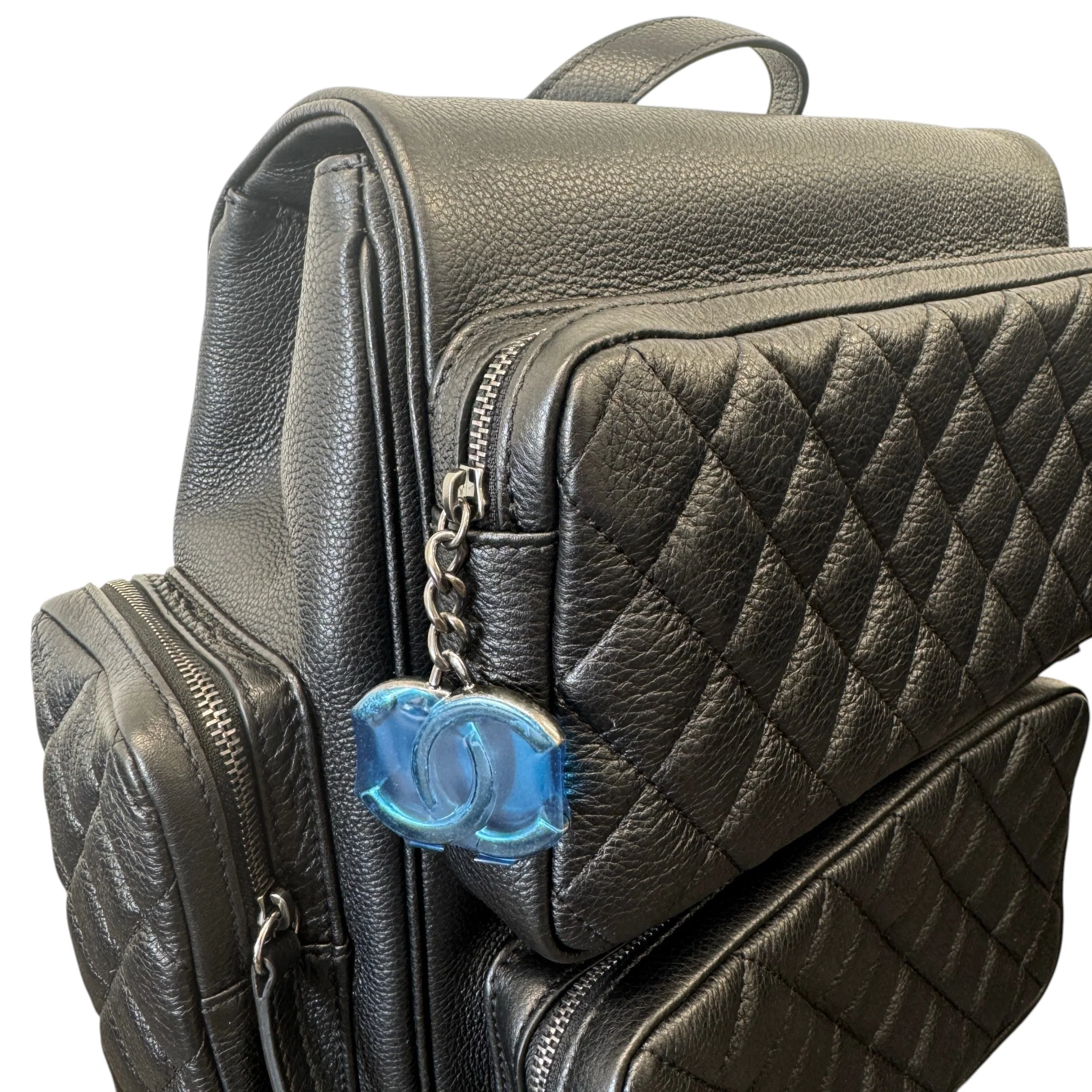 Women's Casual Rock Airlines Grained Calfskin Backpack Black - Image 7