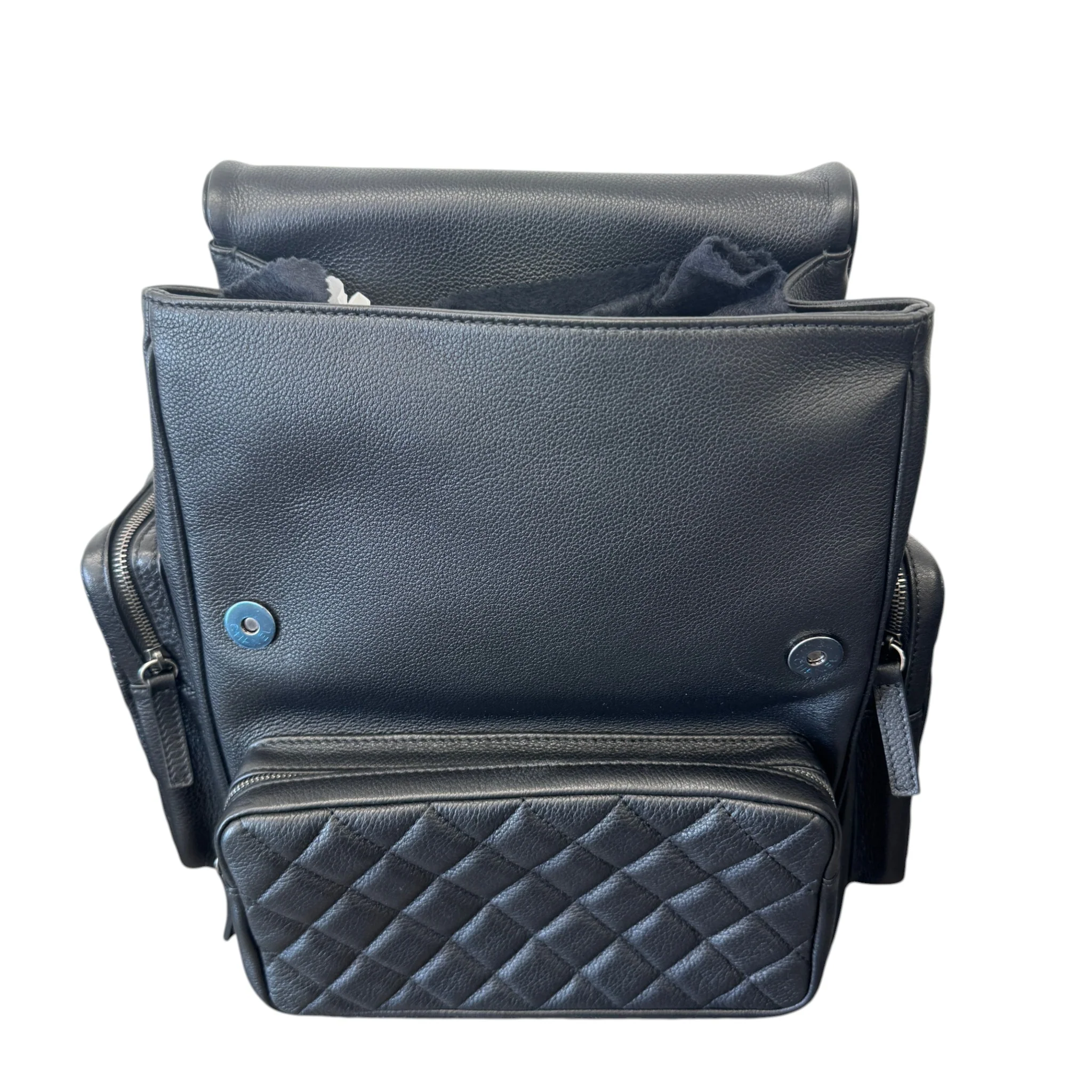 Women's Casual Rock Airlines Grained Calfskin Backpack Black - Image 8