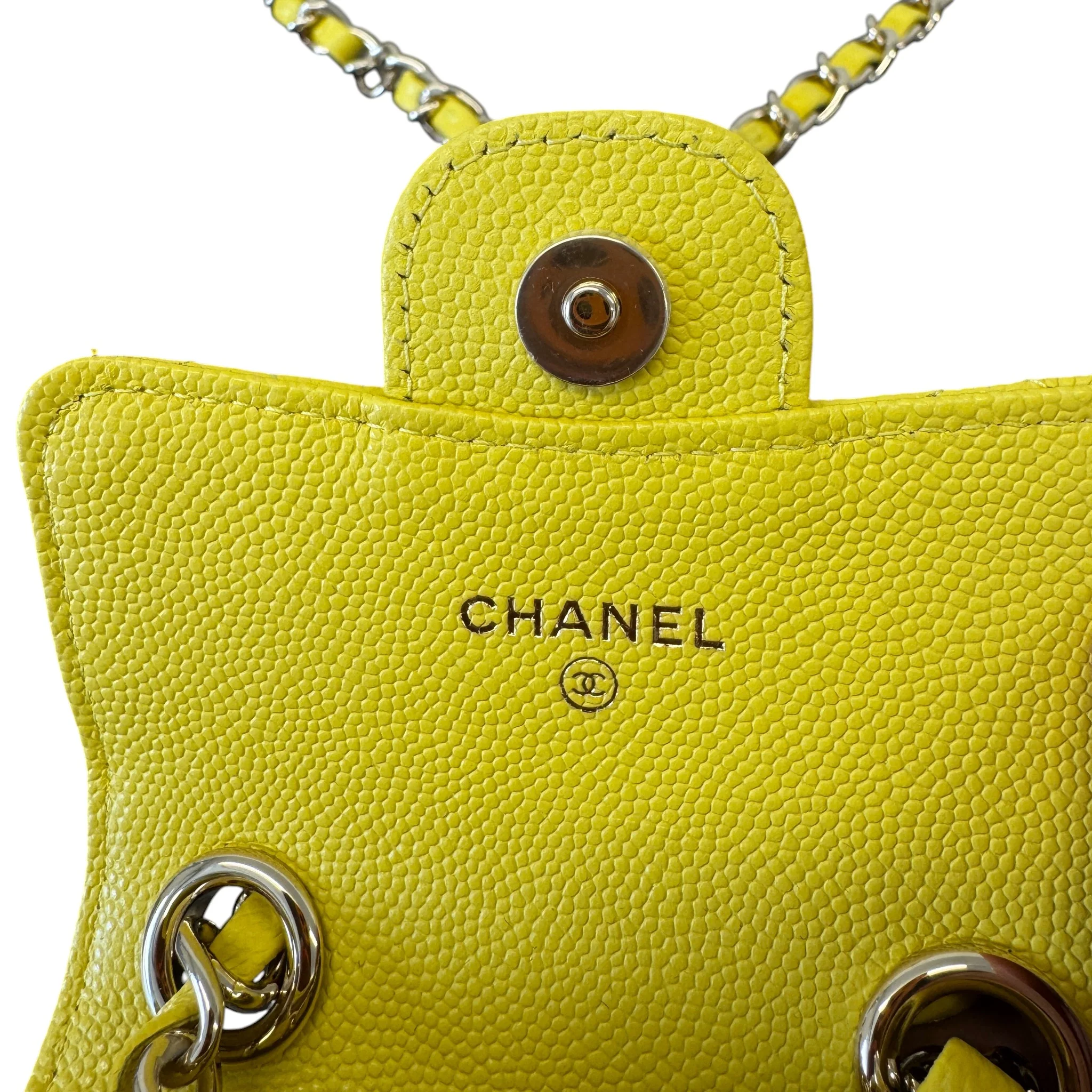 Women's Caviar Quilted Mini Chain Belt Bag Yellow - Image 12