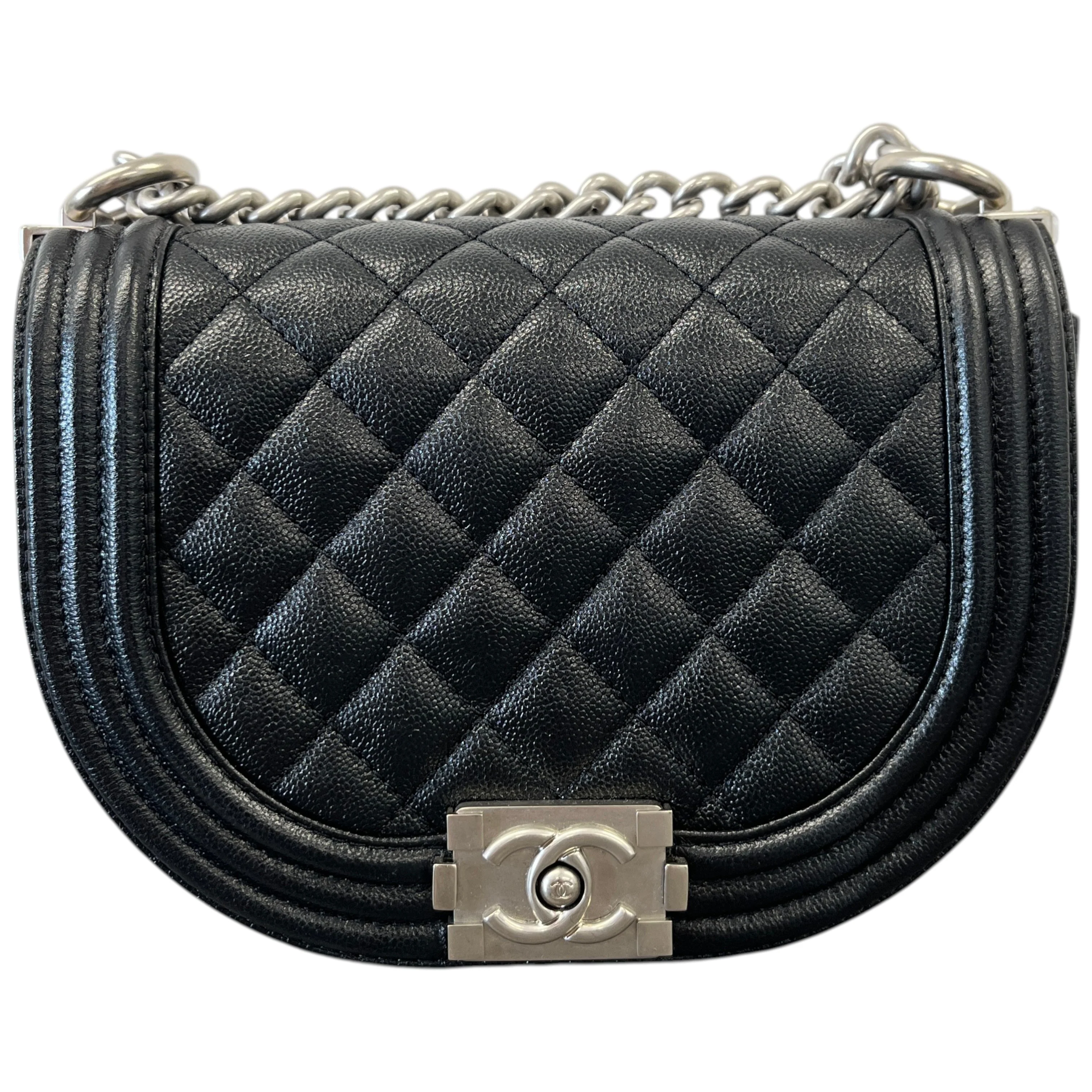 Women's Caviar Quilted Small Boy Messenger Bag Black - Image 2
