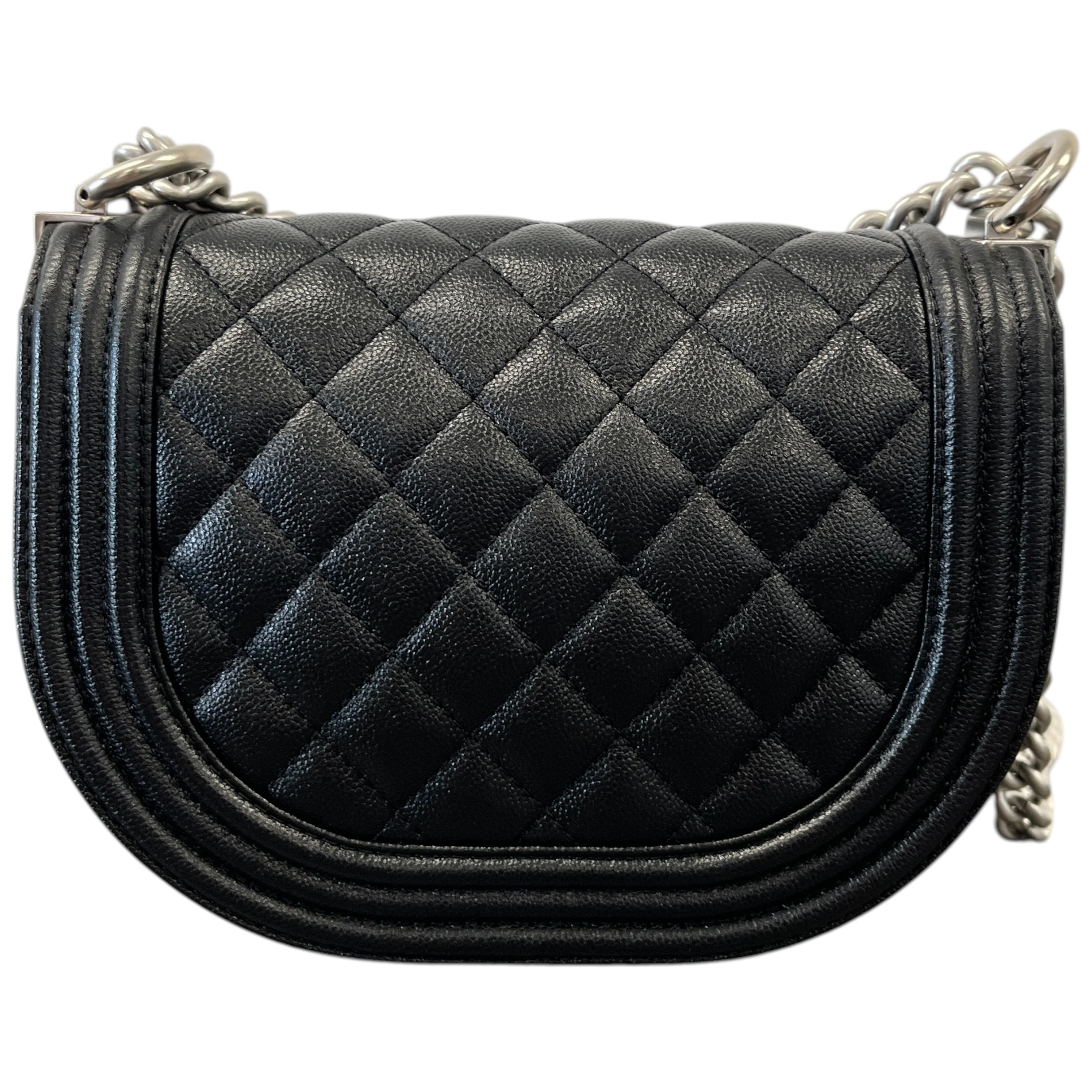 Women's Caviar Quilted Small Boy Messenger Bag Black - Image 4