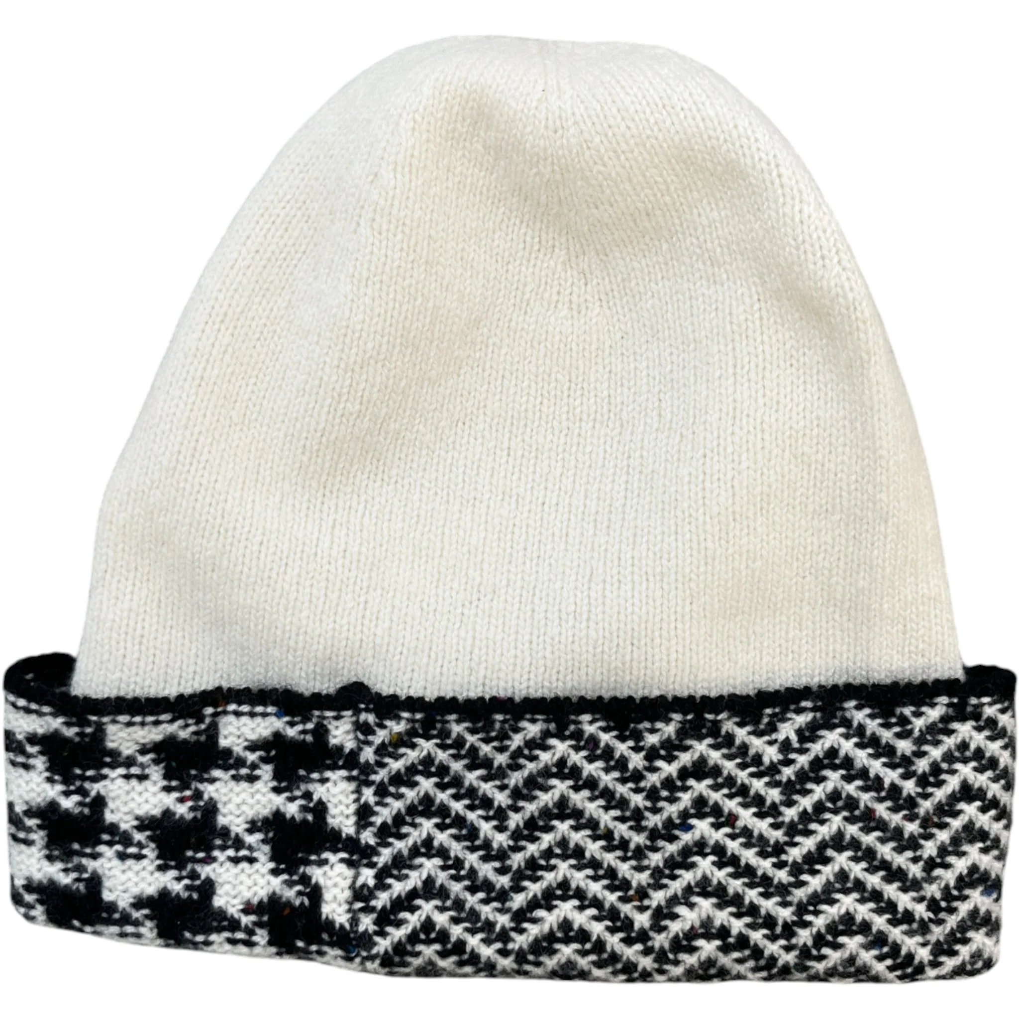 Women's Cc Houndstooth Beanie Hat White - Image 4