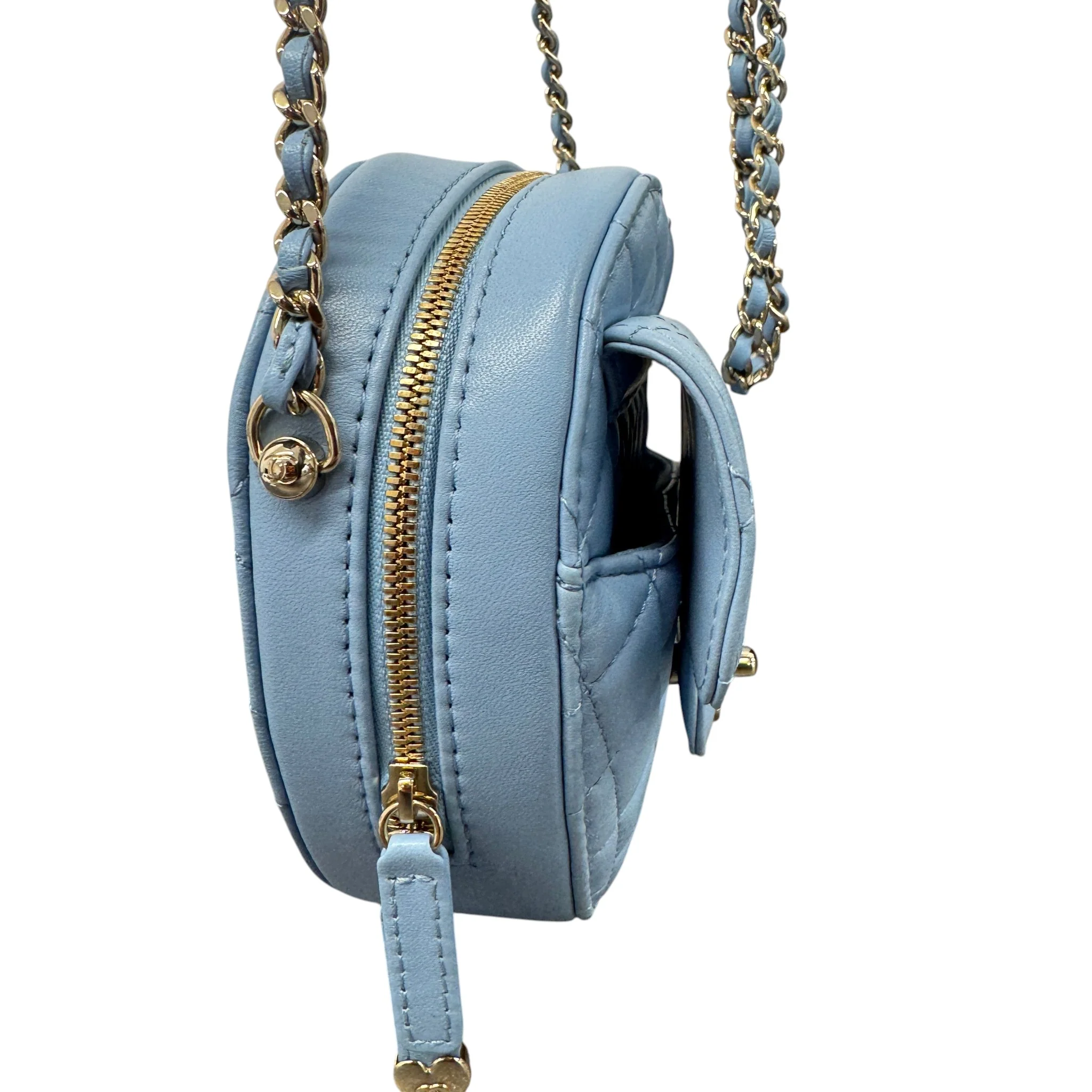 Women's Cc In Love Large Lambskin Bag Blue - Image 5