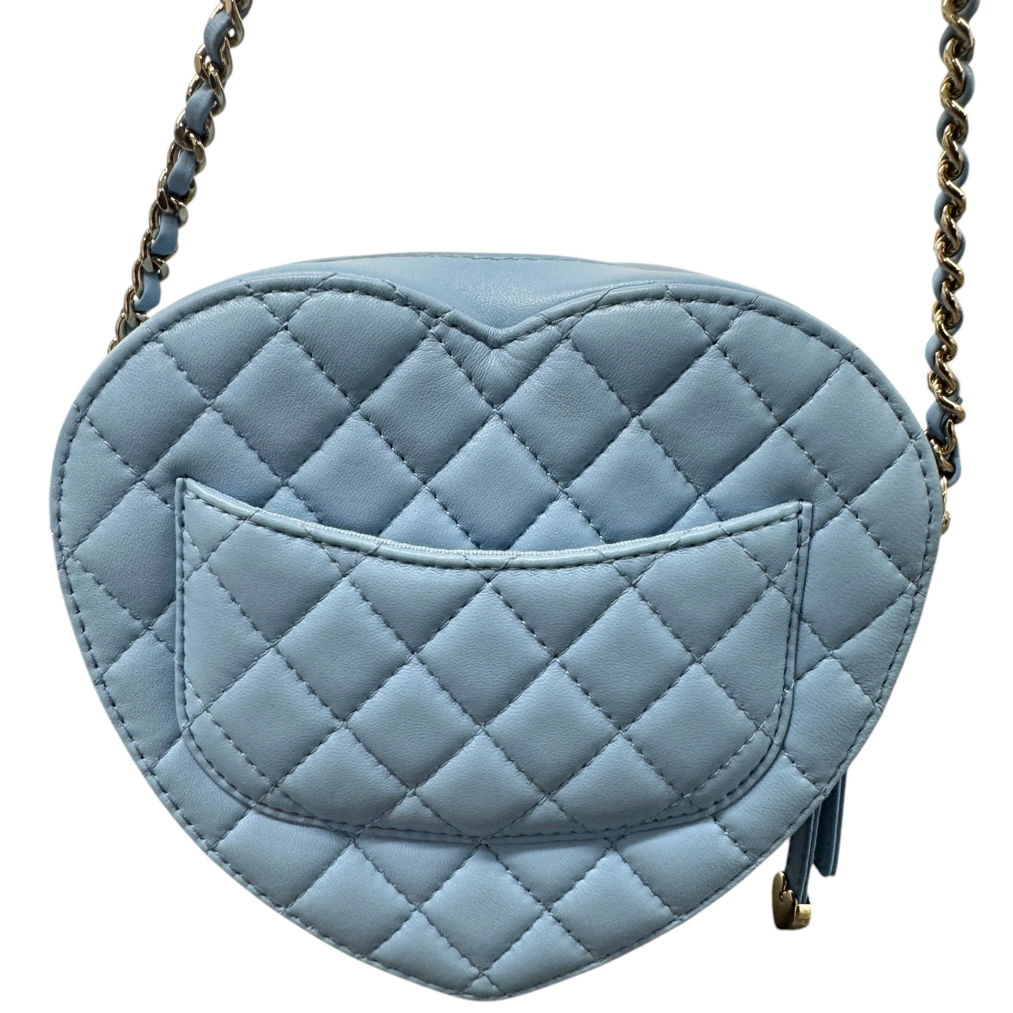 Women's Cc In Love Large Lambskin Bag Blue - Image 6