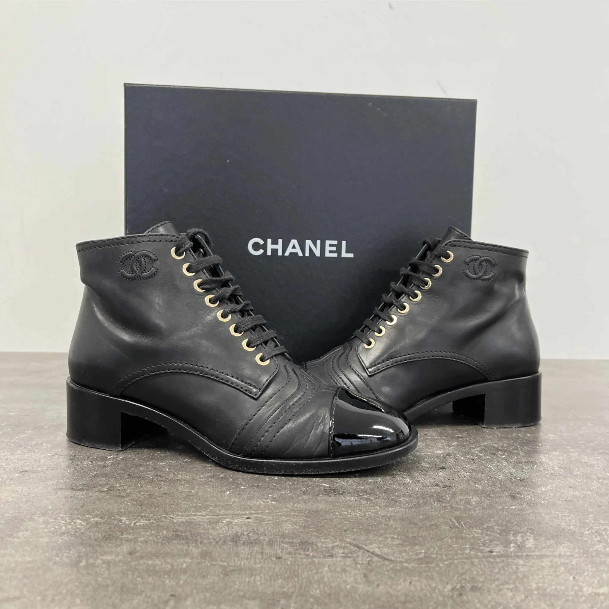 Women's Cc Lace Up Cap Ankle Boots Black Size EU 37.5 / UK 4.5 - Image 11