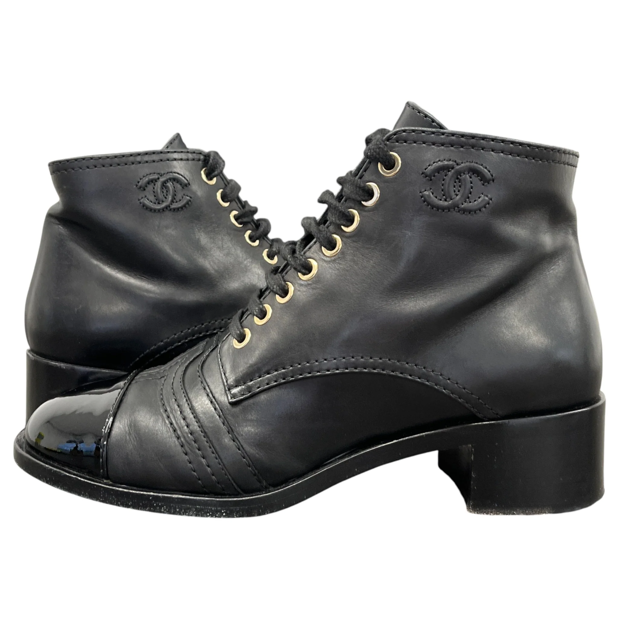 Women's Cc Lace Up Cap Ankle Boots Black Size EU 37.5 / UK 4.5 - Image 3