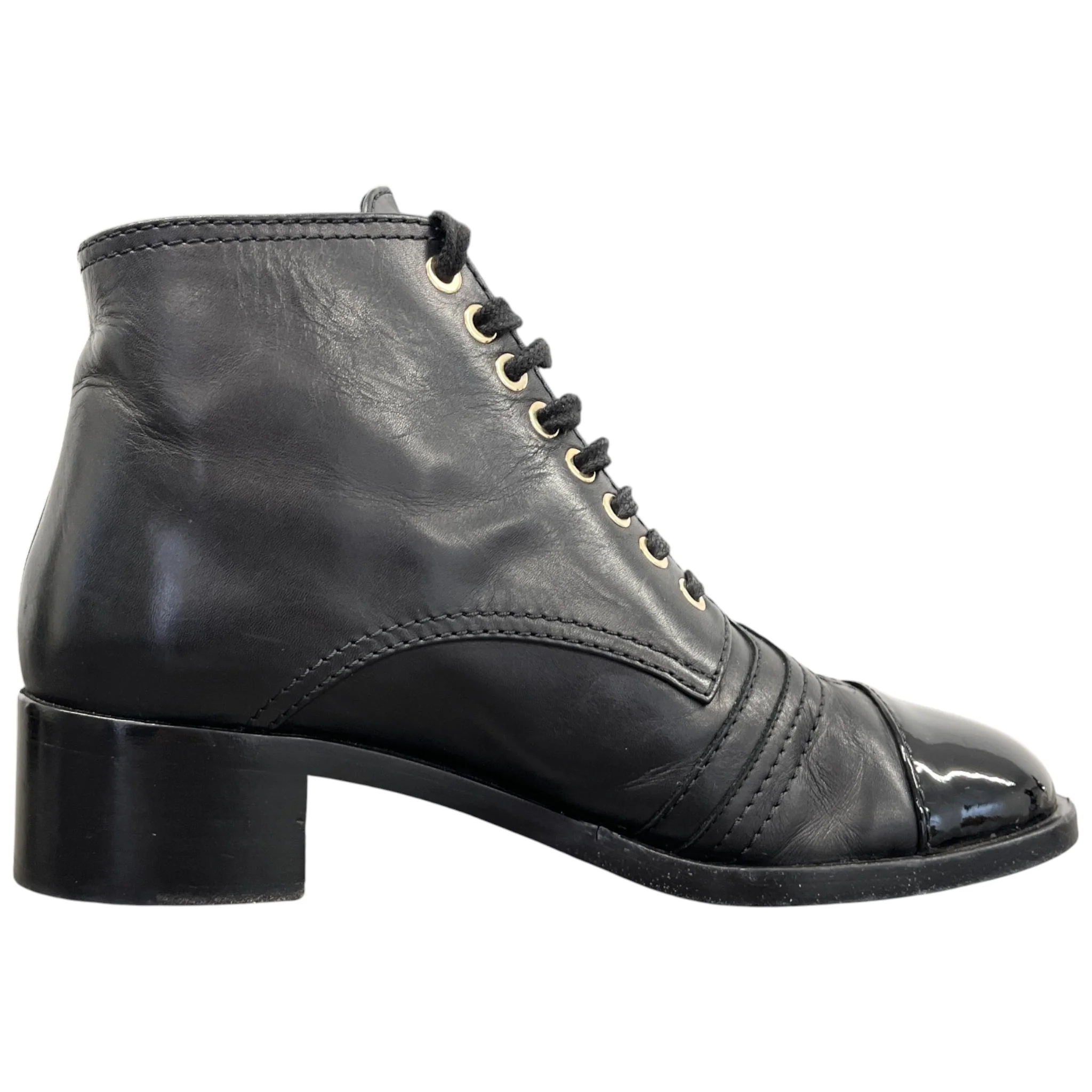 Women's Cc Lace Up Cap Ankle Boots Black Size EU 37.5 / UK 4.5 - Image 4