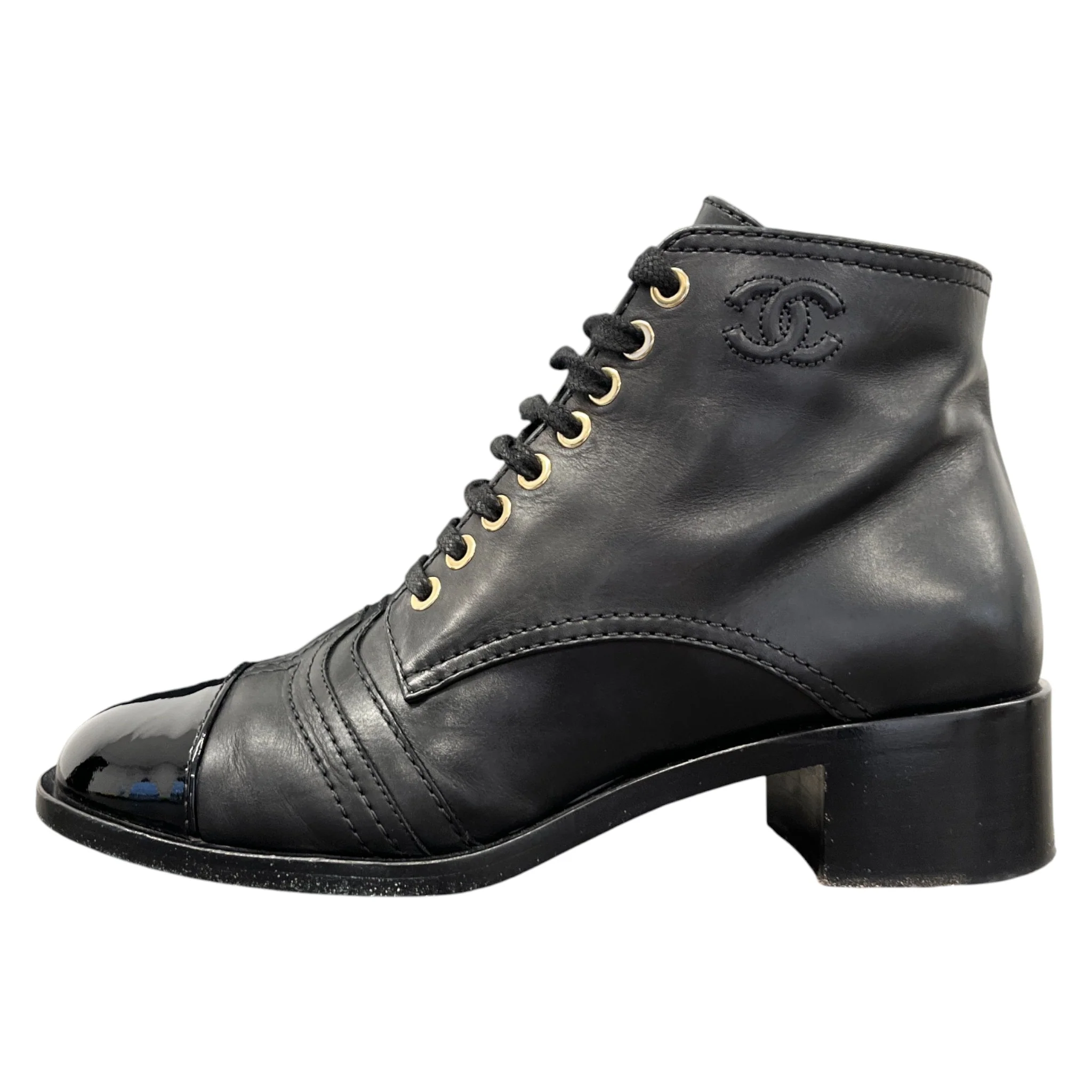 Women's Cc Lace Up Cap Ankle Boots Black Size EU 37.5 / UK 4.5 - Image 5