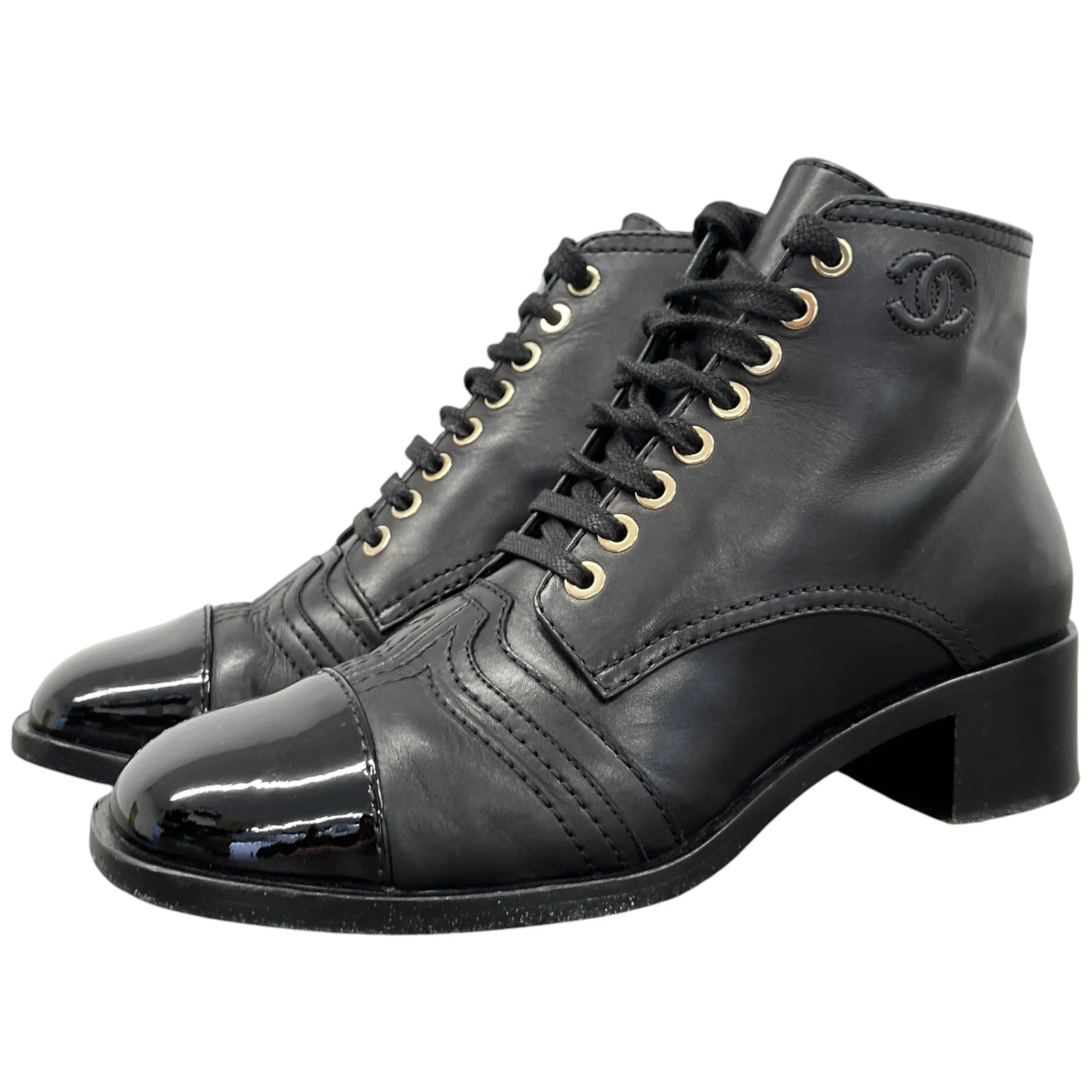 Women's Cc Lace Up Cap Ankle Boots Black Size EU 37.5 / UK 4.5 - Image 8