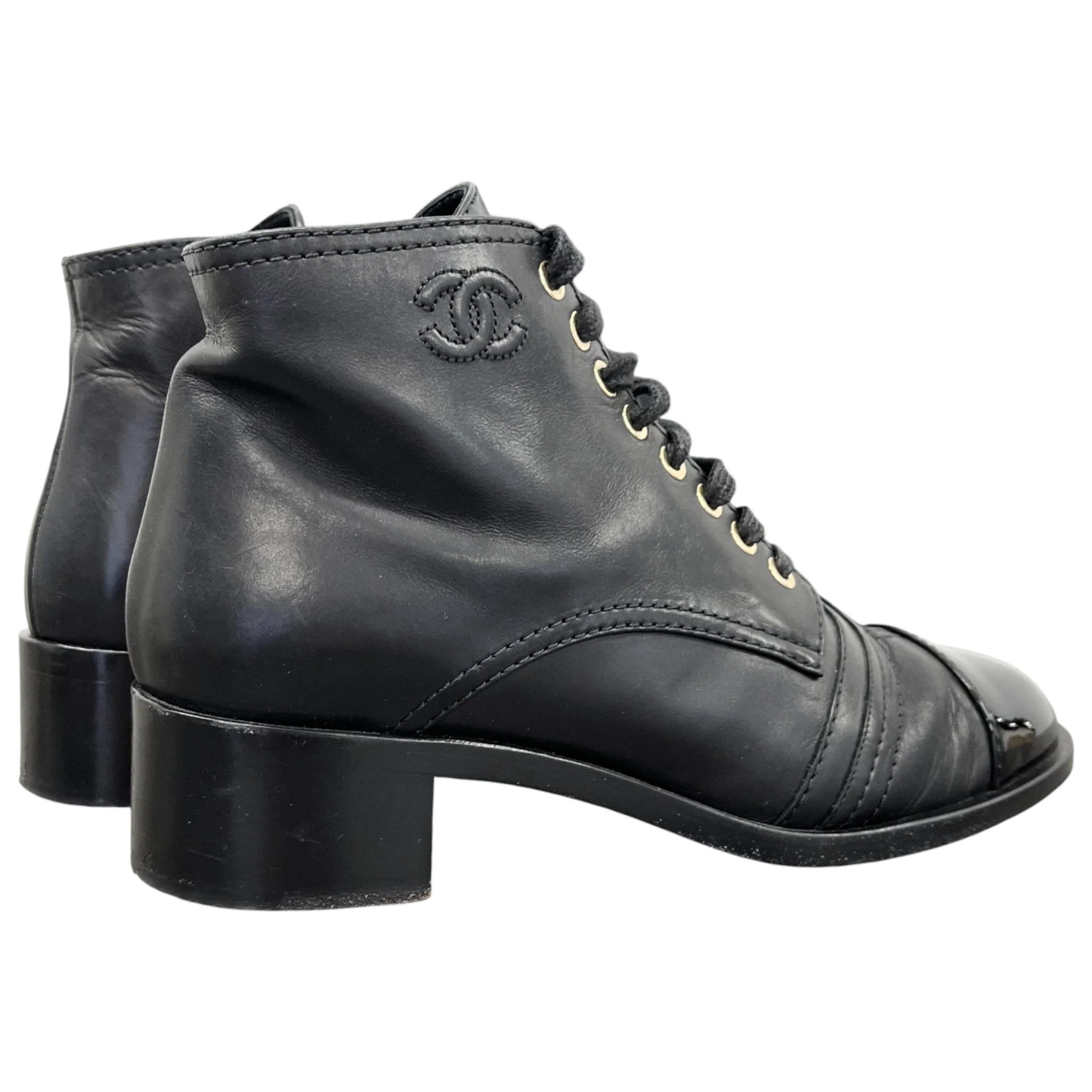 Women's Cc Lace Up Cap Ankle Boots Black Size EU 37.5 / UK 4.5 - Image 9