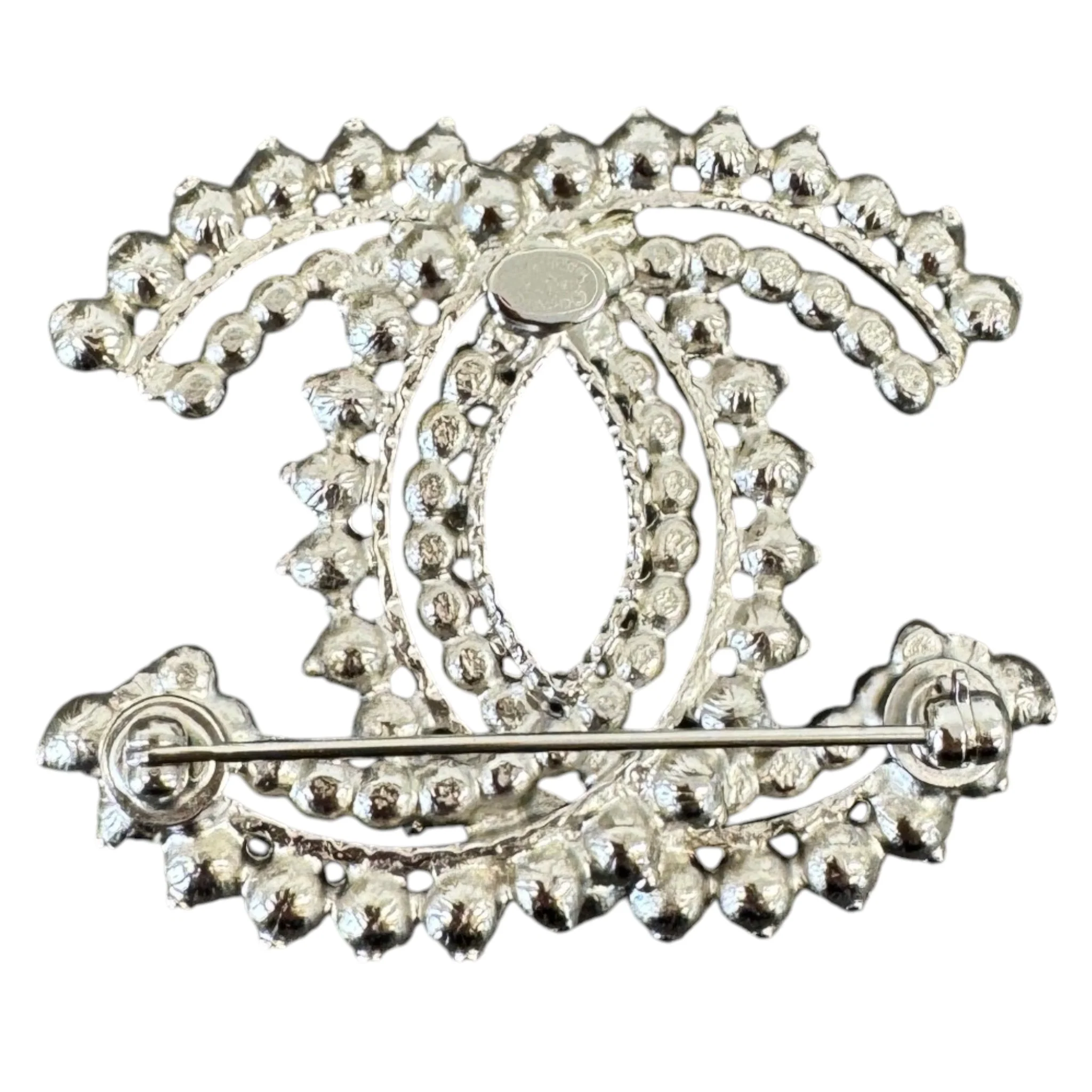 Women's Cc Logo Beaded Brooch Navy - Image 4