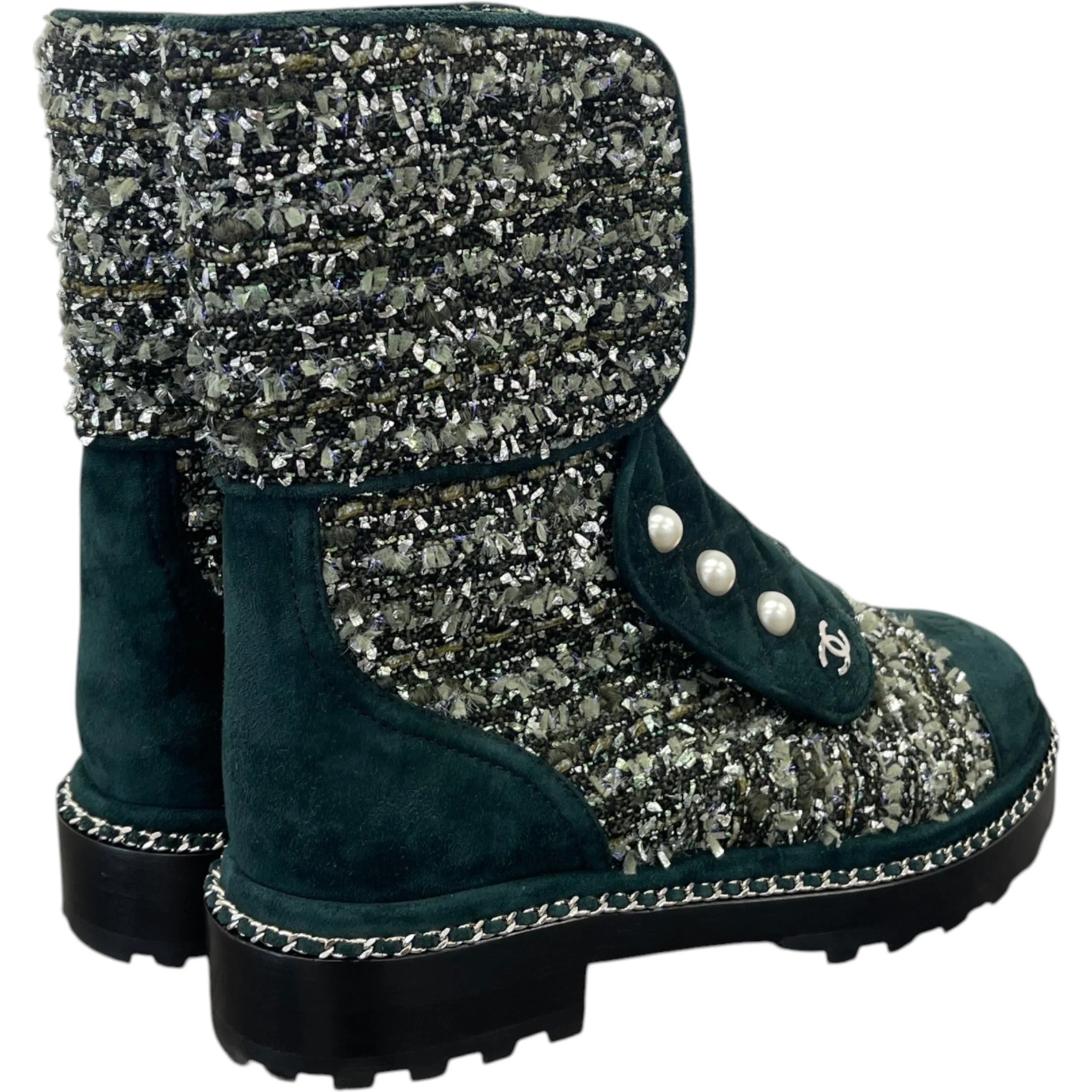 Women's Cc Logo Boots Green Size EU 37.5 / UK 4.5 - Image 10