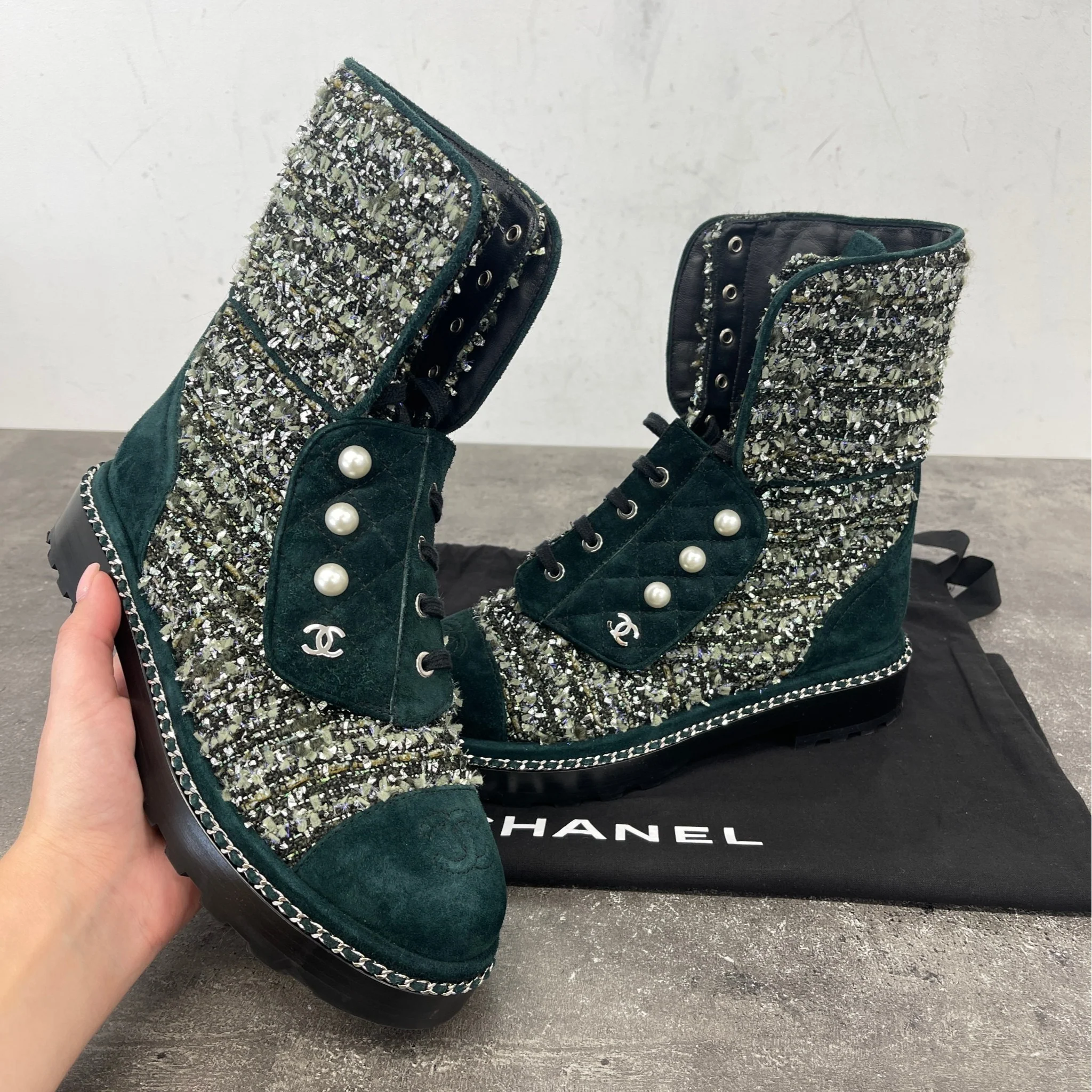 Women's Cc Logo Boots Green Size EU 37.5 / UK 4.5 - Image 16