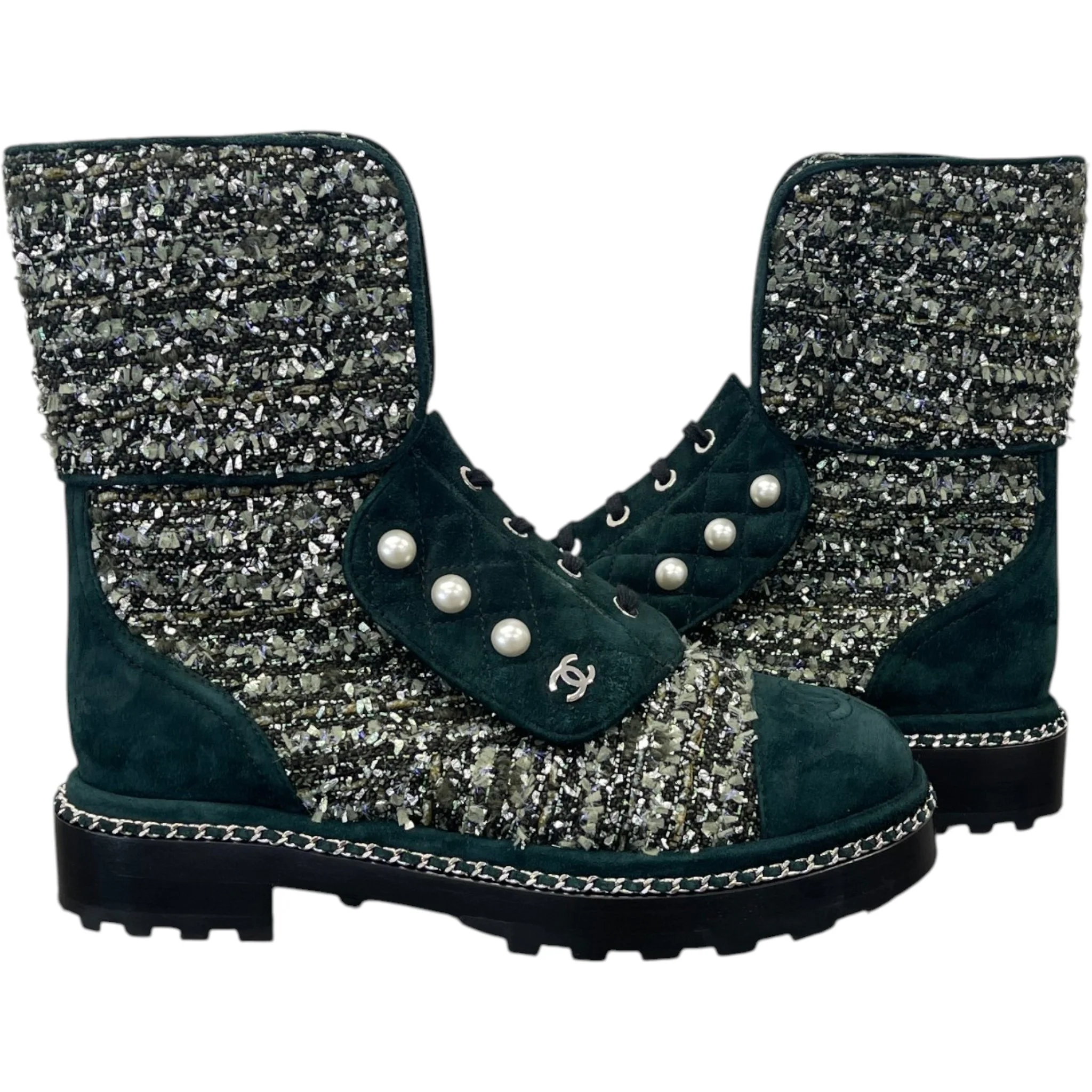 Women's Cc Logo Boots Green Size EU 37.5 / UK 4.5 - Image 3