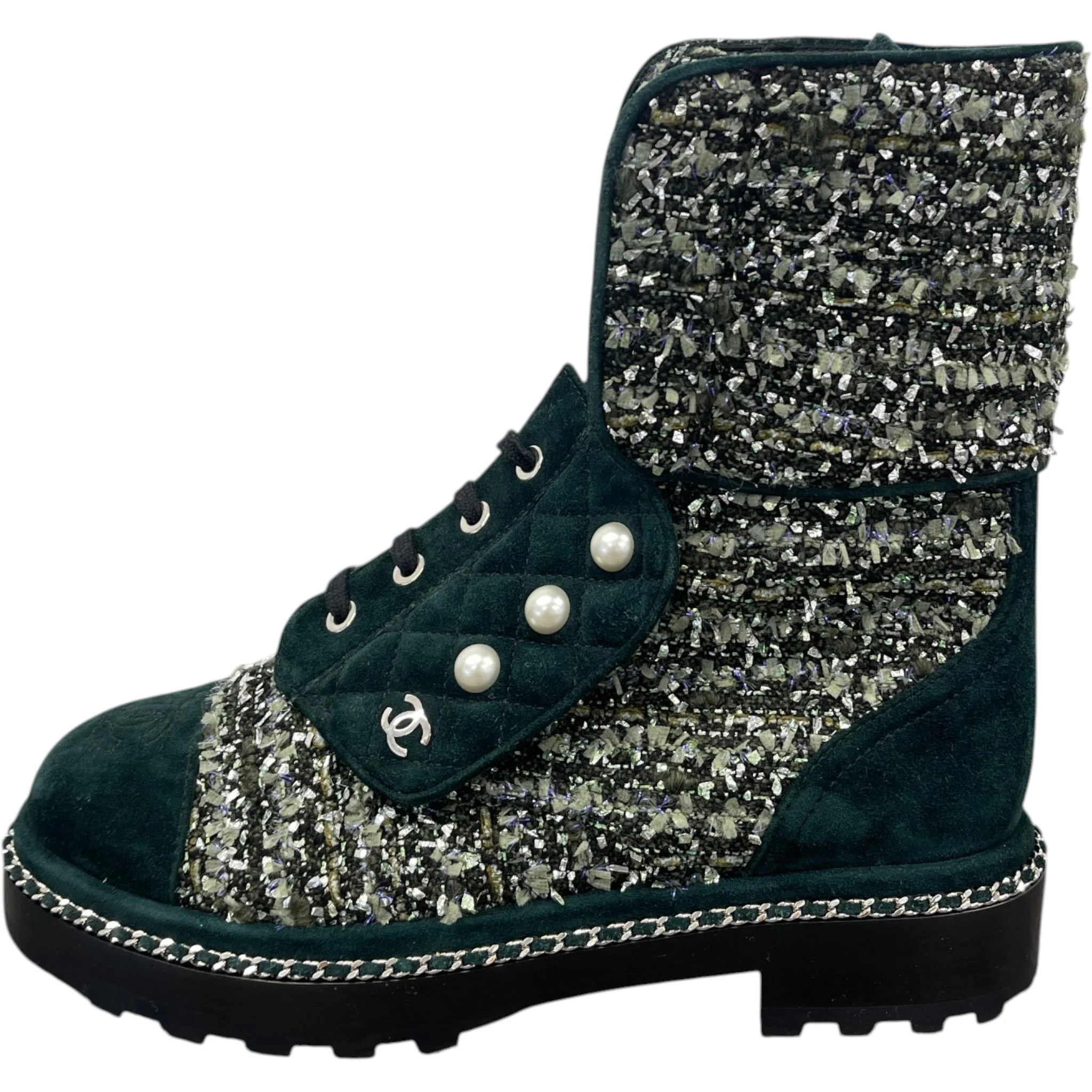 Women's Cc Logo Boots Green Size EU 37.5 / UK 4.5 - Image 5