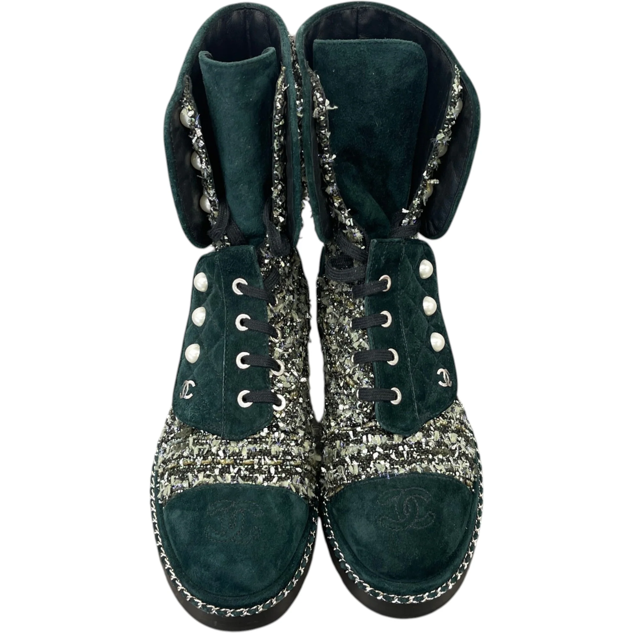 Women's Cc Logo Boots Green Size EU 37.5 / UK 4.5 - Image 6