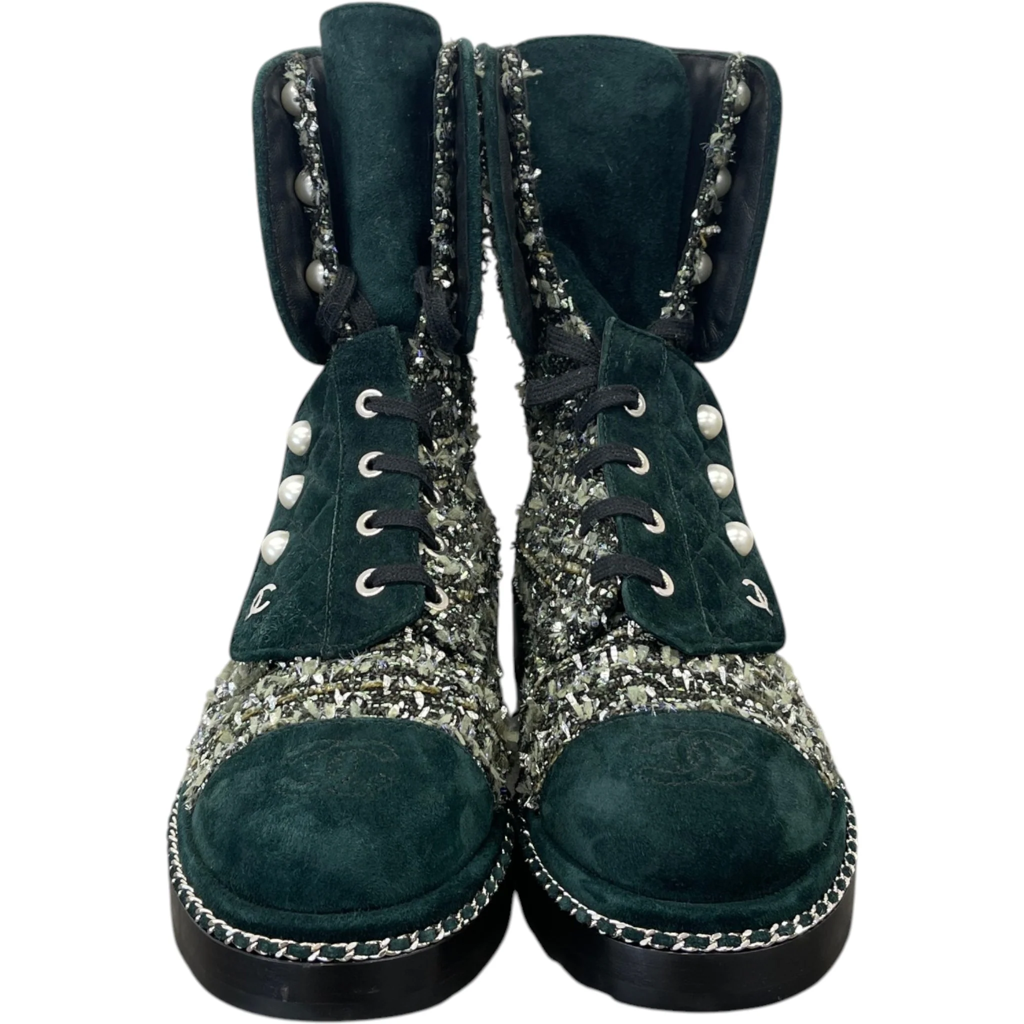 Women's Cc Logo Boots Green Size EU 37.5 / UK 4.5 - Image 8