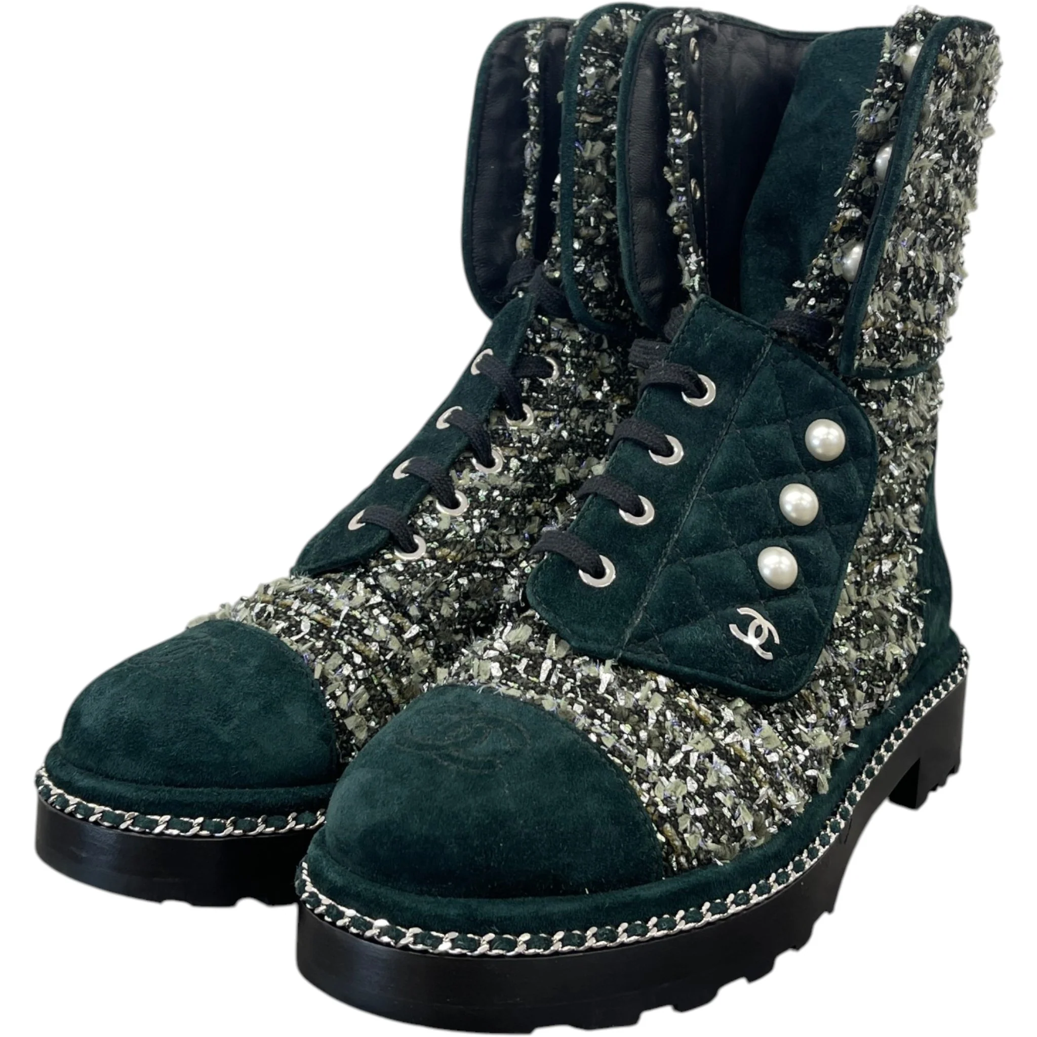 Women's Cc Logo Boots Green Size EU 37.5 / UK 4.5 - Image 9