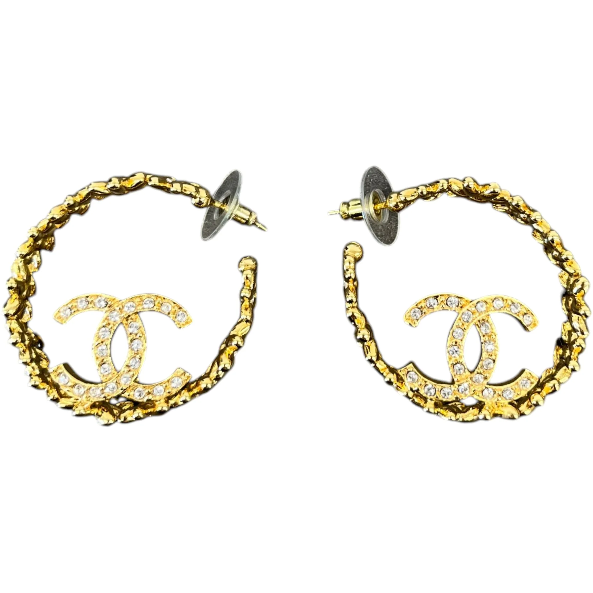 Women's Cc Logo Hoop Earrings Gold