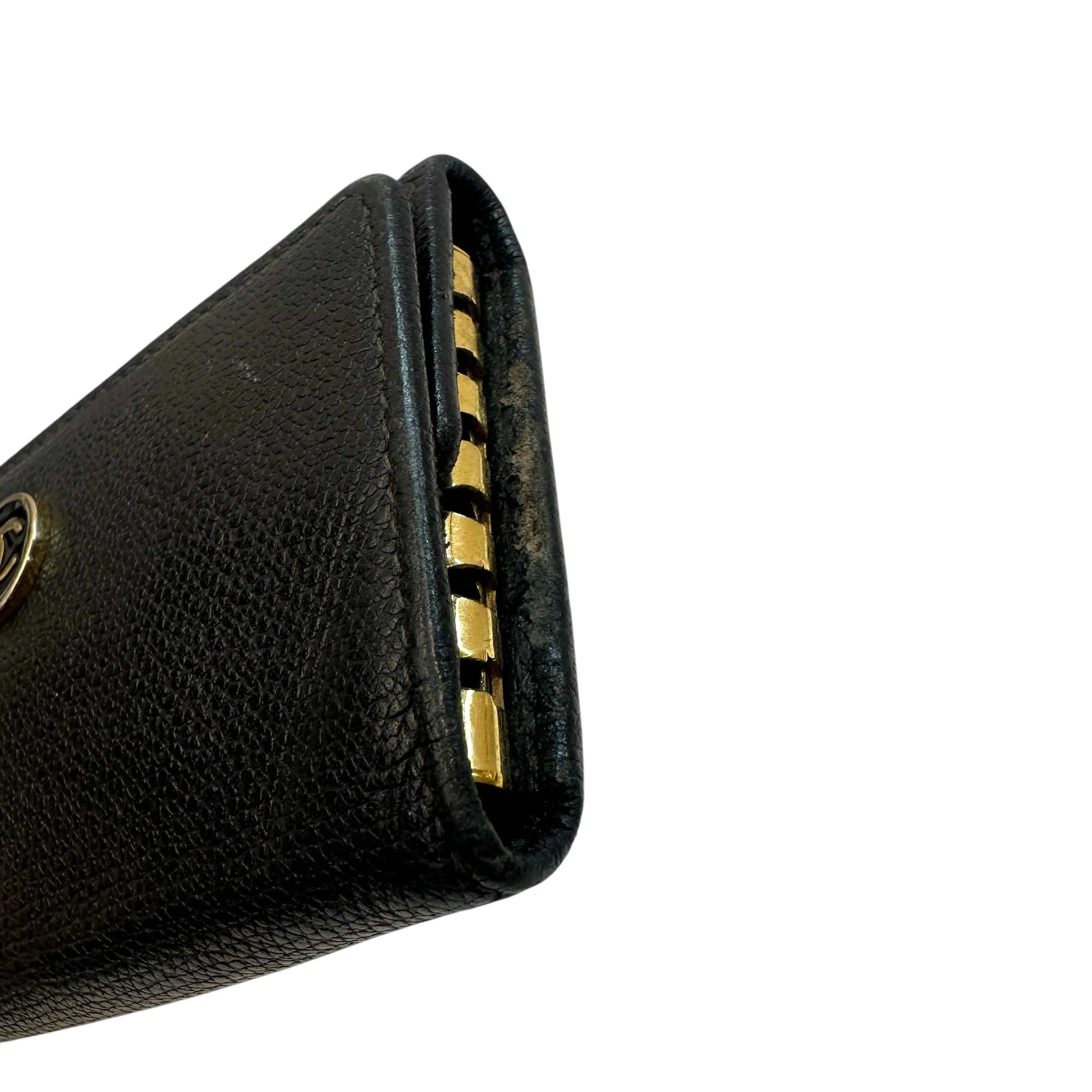 Women's Cc Logo Key Case Wallet Black - Image 13