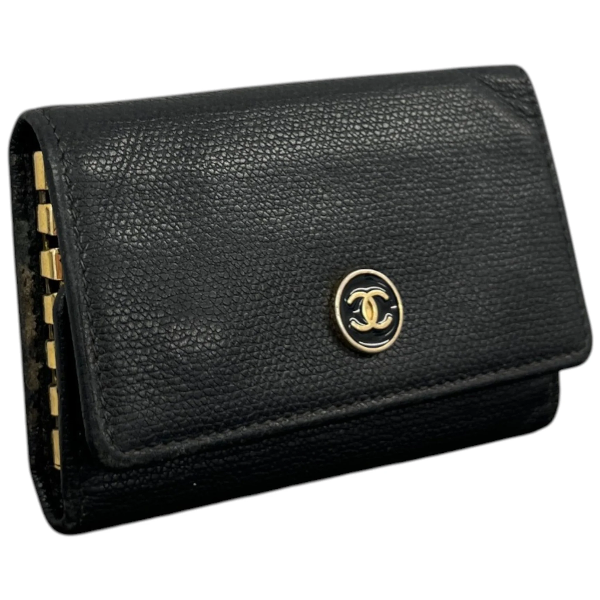 Women's Cc Logo Key Case Wallet Black - Image 3