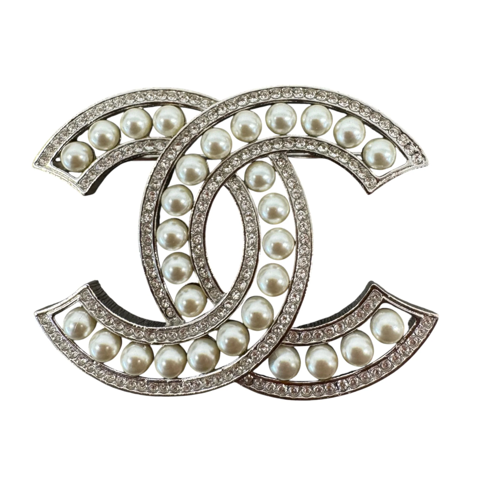 Women's Cc Logo Pear Brooch Silver