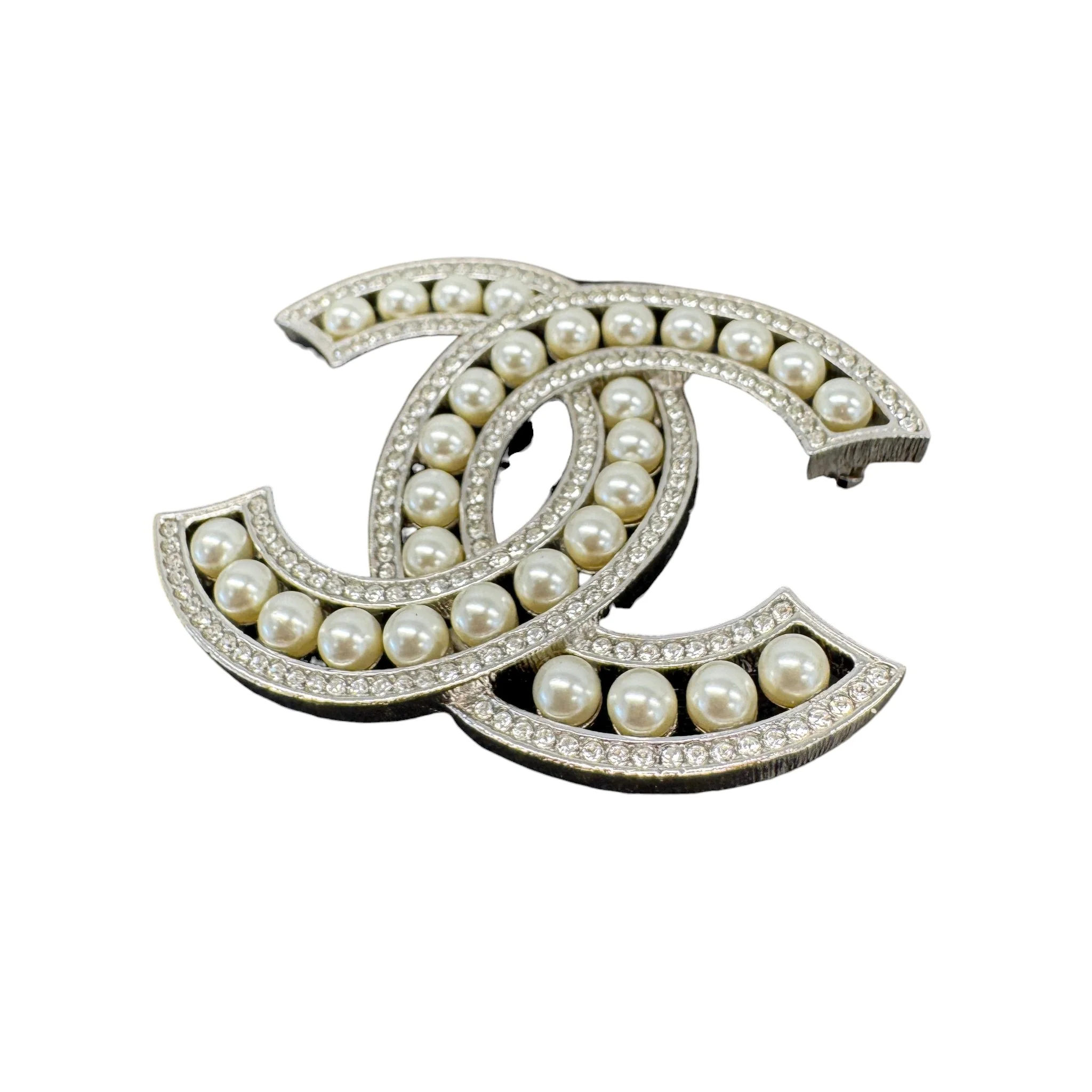 Women's Cc Logo Pear Brooch Silver - Image 5