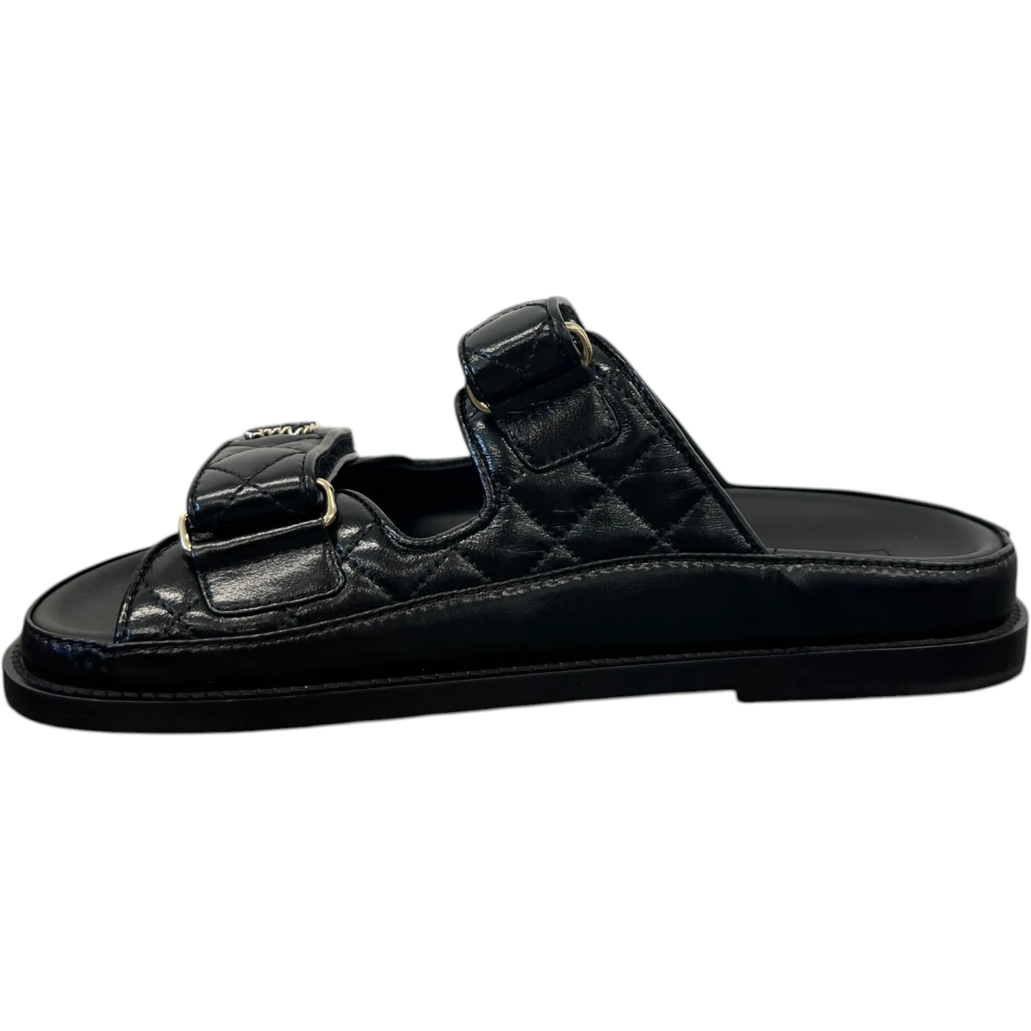 Women's Cc Logo Quilted Lambskin Dad Sandals Black Size EU 36 / UK 3 - Image 2